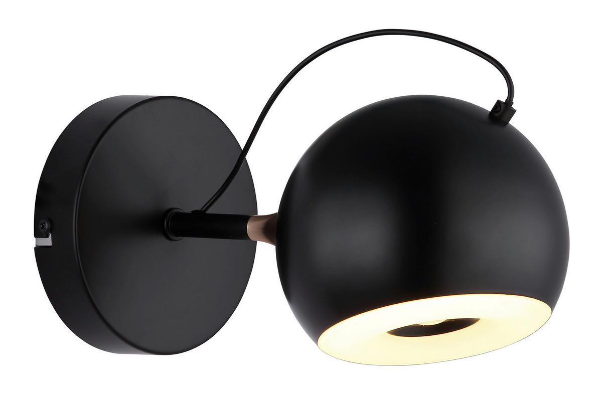 GLOBO Wandleuchte mattschwarz gold Metall D: ca. 12 cm 1 Brennstellen DONOVAN - gold/mattschwarz (12,00cm) - GLOBO