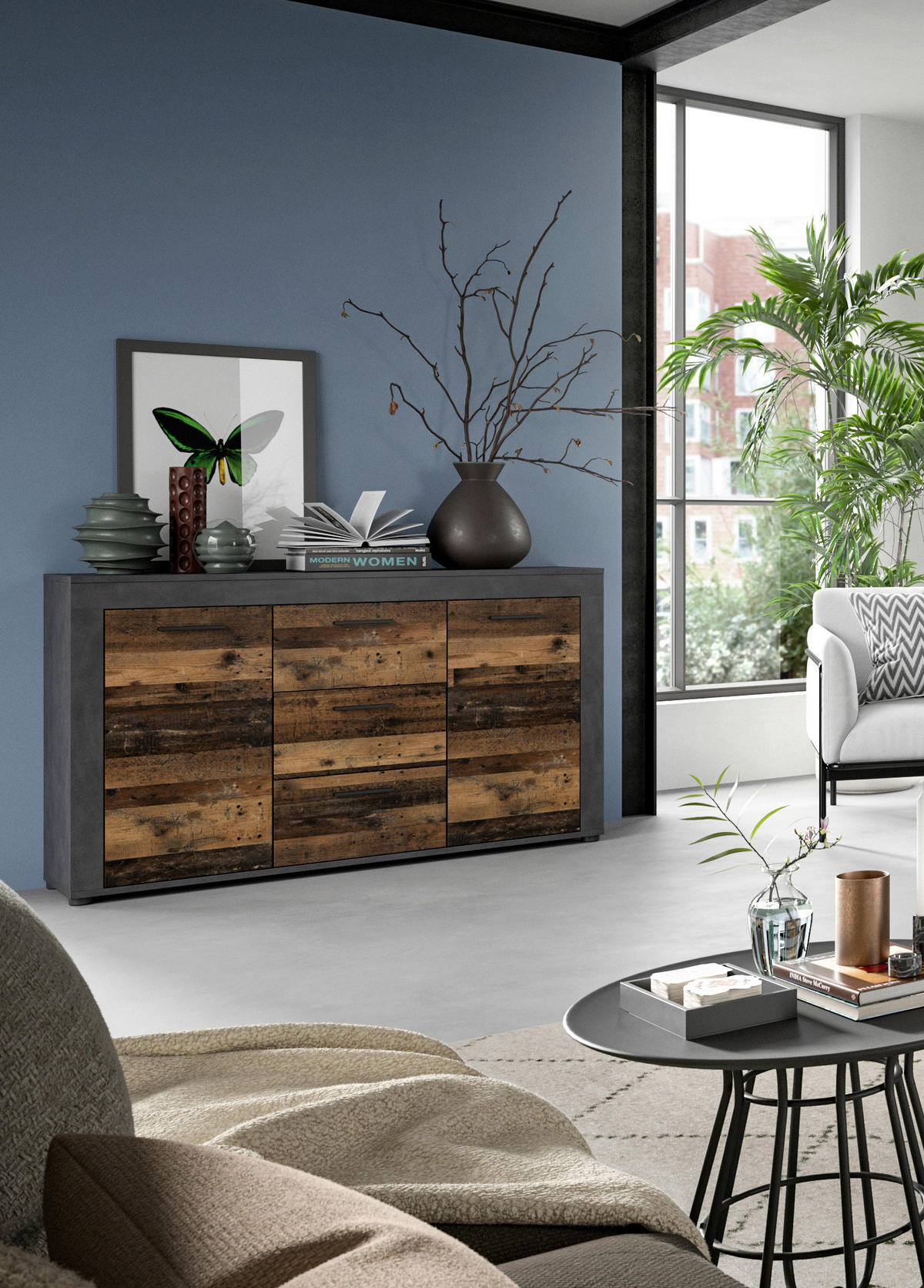 Sideboard Jam Matera Nachbildung Old Wood Nachbildung B/H/T: ca. 80x125x35 cm Jam - (80,00/125,00/35,00cm) - xonox.home