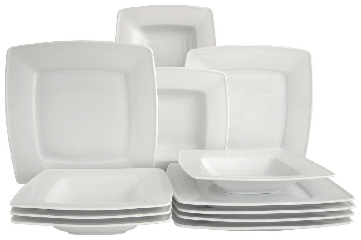 CreaTable Tafelservice Victoria weiß Porzellan 12 tlg. Victoria - weiß (0,00cm) - CreaTable