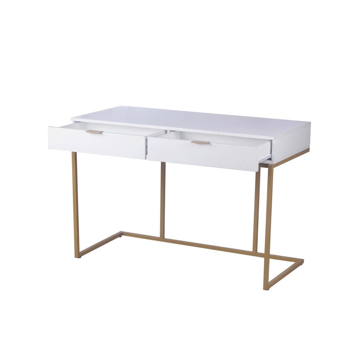 Schreibtisch Poco Line weiß gold Optik B/H/T: ca. 112x76x52 cm Poco Line - gold/weiß (112,00/76,00/52,00cm)