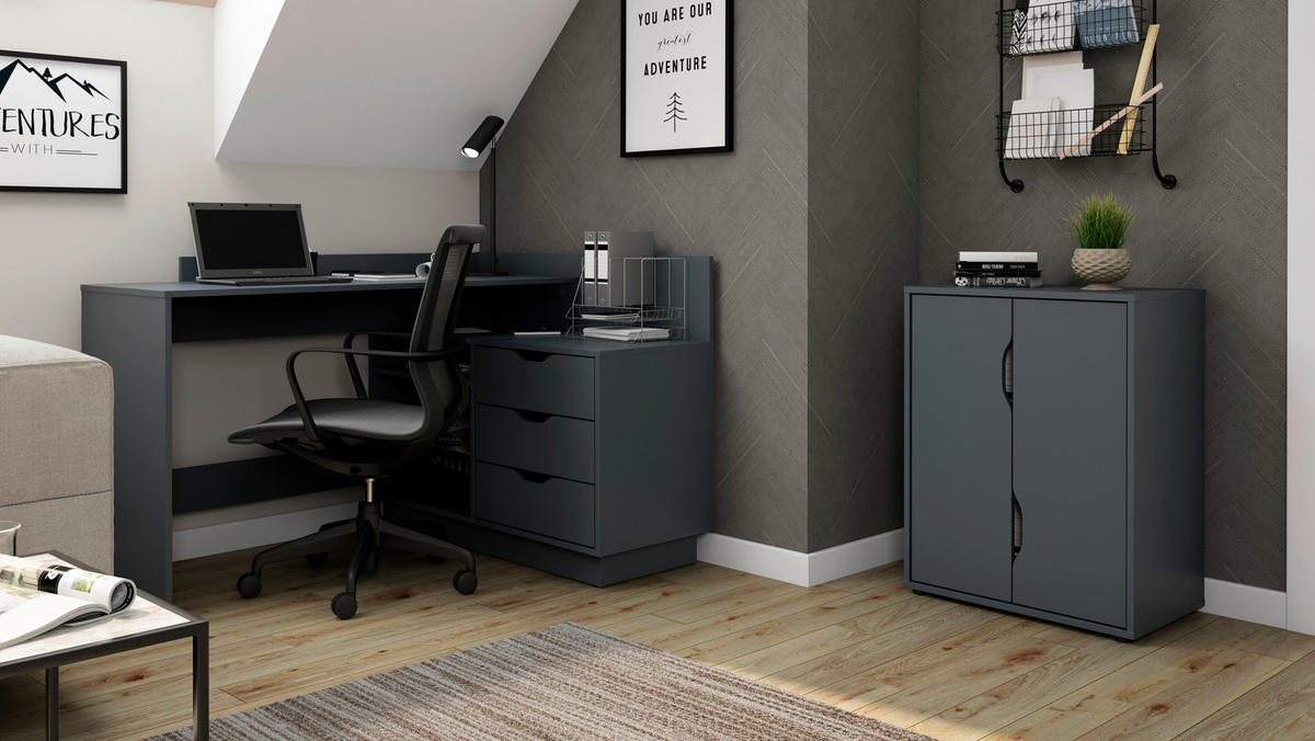 Aktenschrank BELFAST anthrazit B/H/T: ca. 60x76,5x37 cm BELFAST - anthrazit (60,00/76,50/37,00cm) - byLIVING