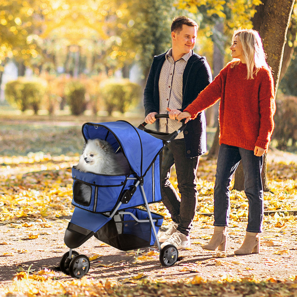PawHut Hunde-Zubehör blau Nylon B/H/L: ca. 45x75x97 cm Hundewagen - blau (97,00/45,00/75,00cm) - PawHut