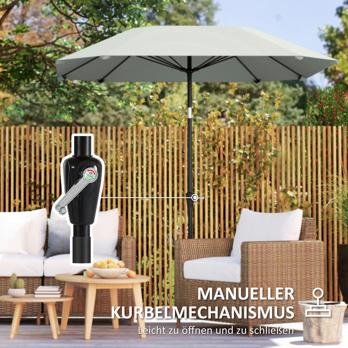Outsunny Sonnenschirm dunkelgrau Aluminium B/H/L: ca. 233x240x233 cm Sonnenschirm - dunkelgrau (233,00/233,00/240,00cm) - Outsunny