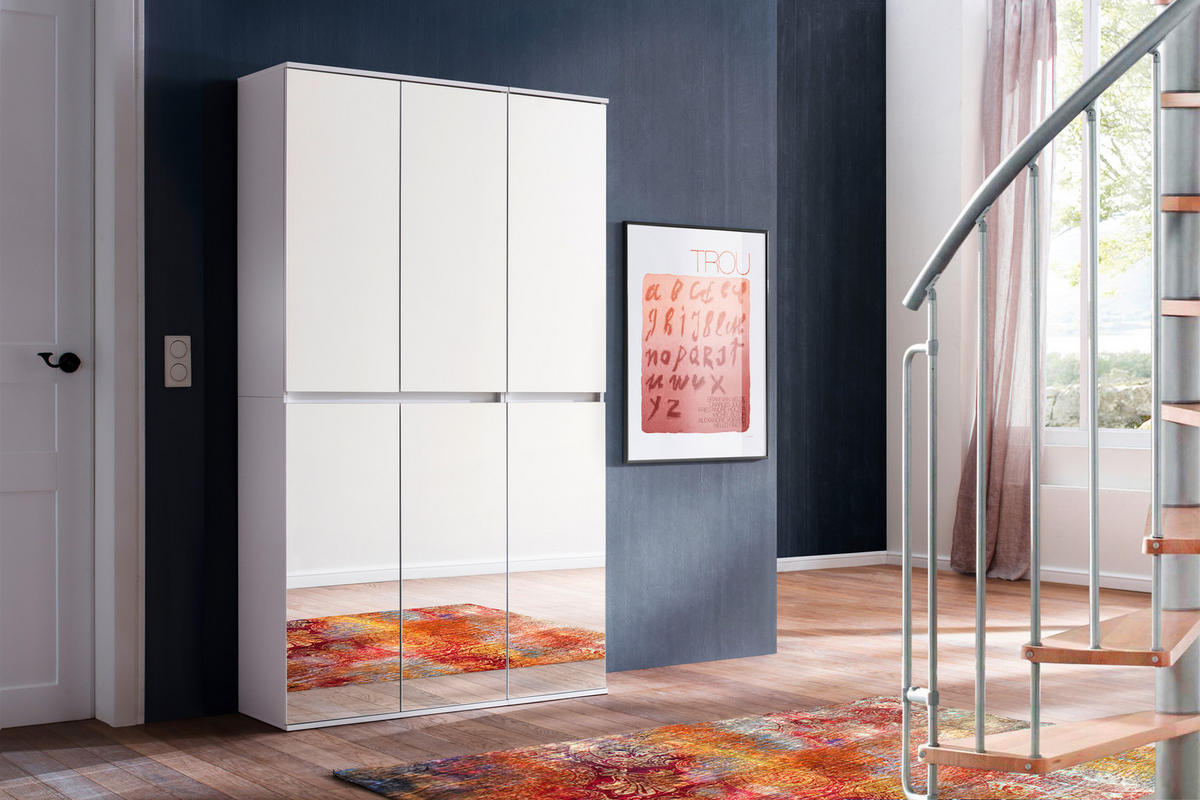 Garderobenschrank Mirror weiß B/H/T: ca. 111x191x34 cm Mirror - weiß (111,00/191,00/34,00cm) - Trendteam