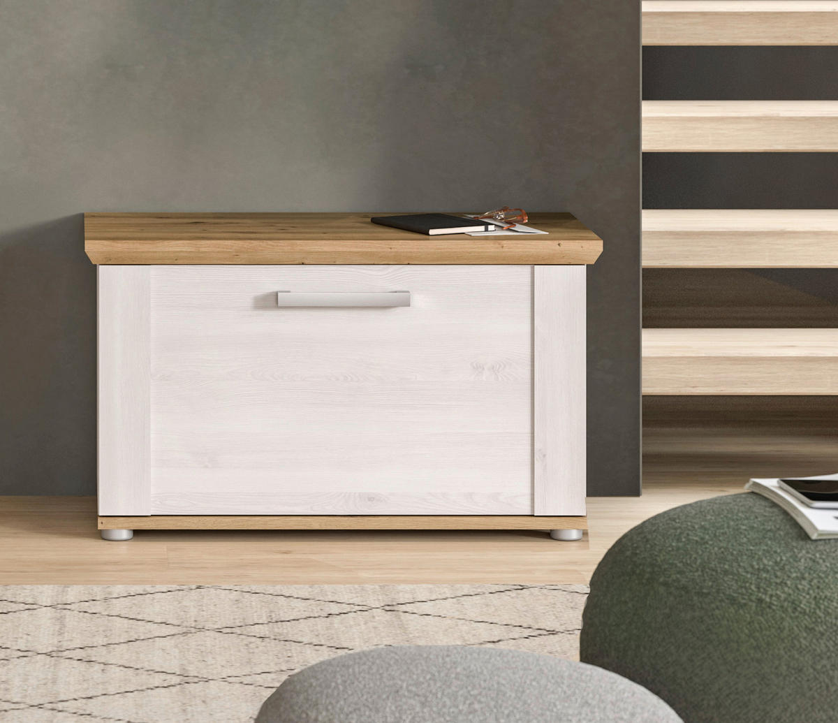 Sitzbank Verona Sibiu Lärche Nachbildung Eiche Artisan Nachbildung B/H/T: ca. 80x47x39 cm Verona - Eiche (80,00/47,00/39,00cm) - xonox.home