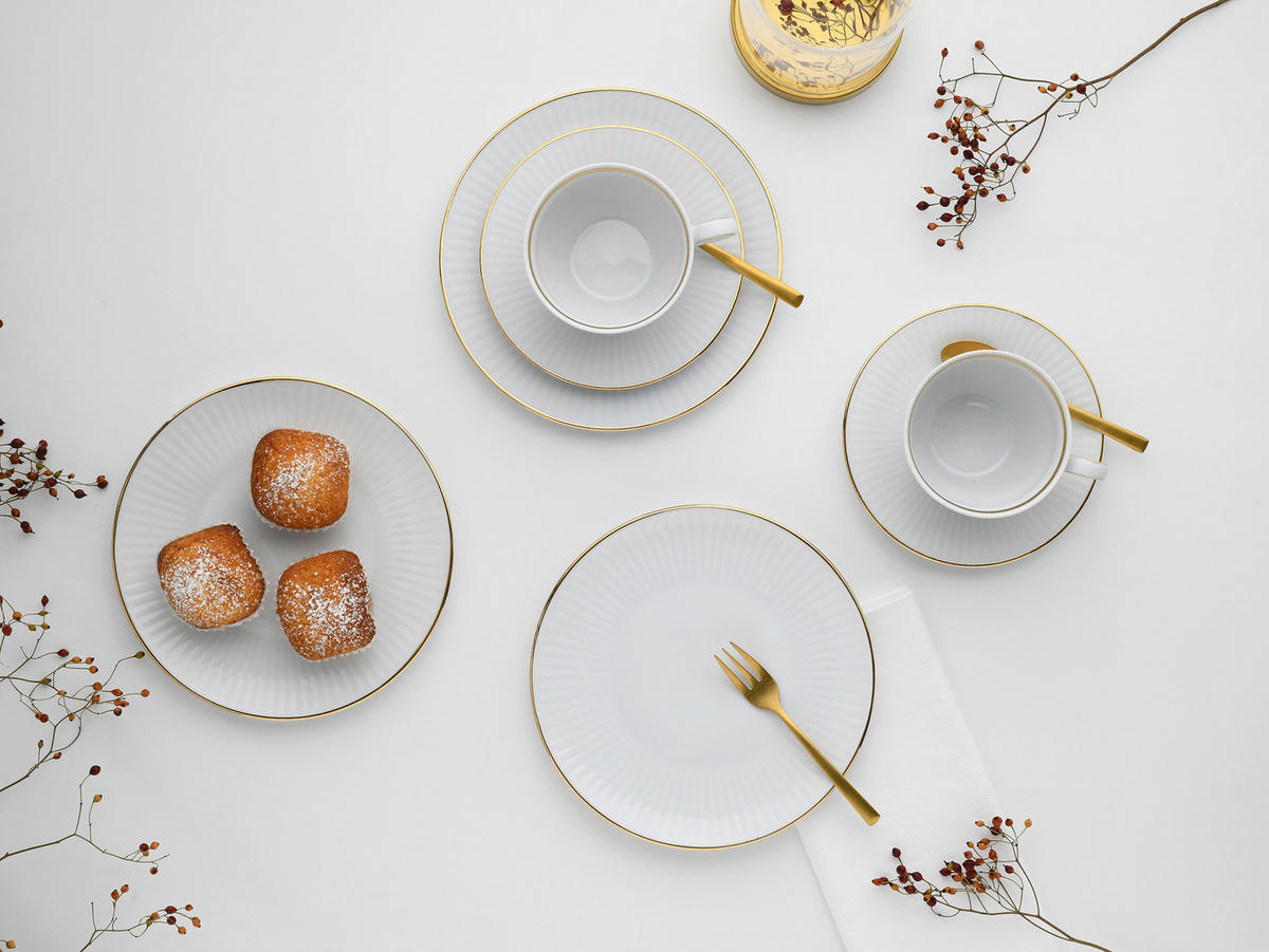 CreaTable Kombiservice Valencia gold Porzellan 30 tlg. Valencia - gold/weiß - CreaTable