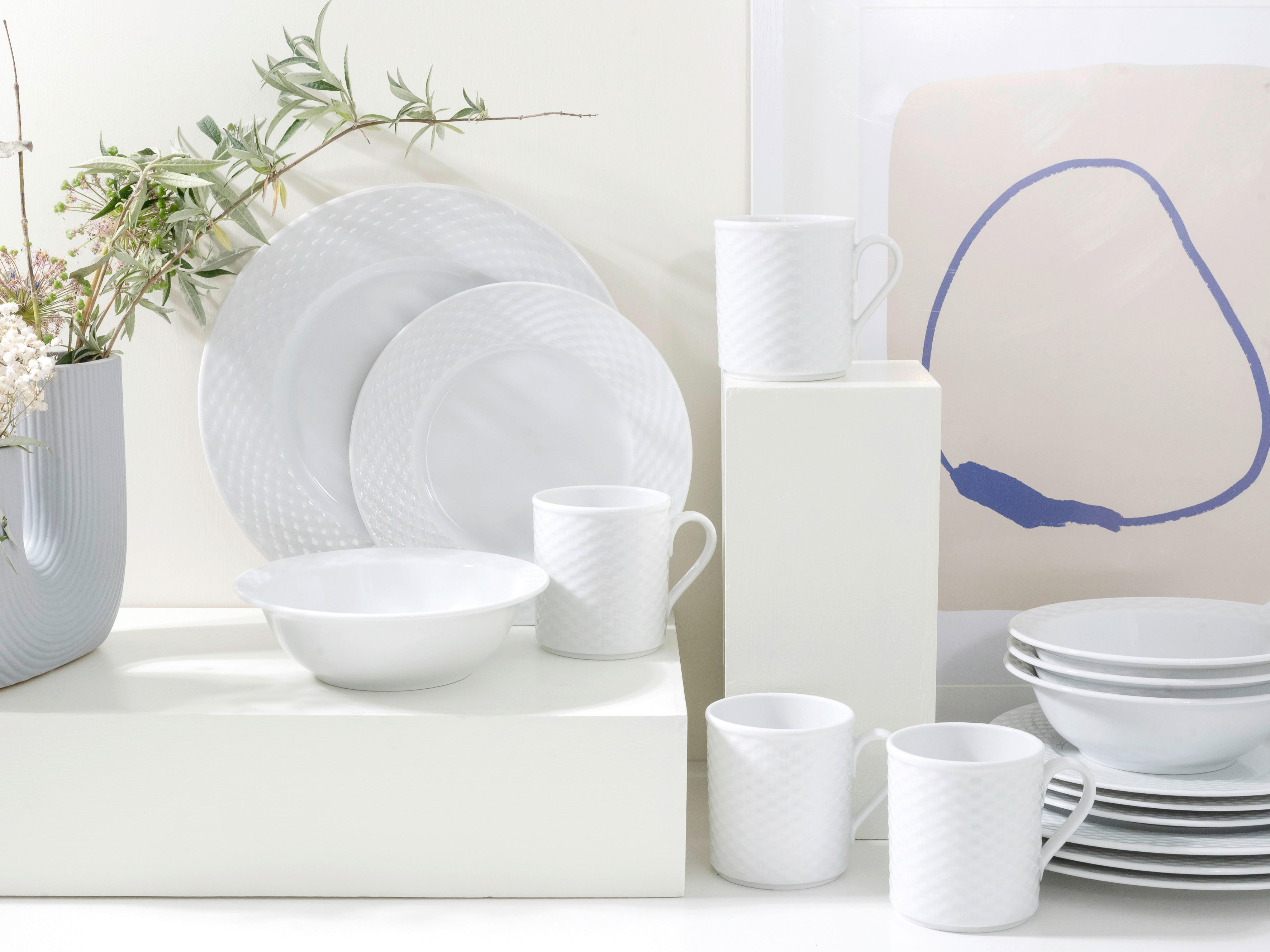 CreaTable Kombiservice Polo weiß Porzellan 16 tlg. Polo - weiß - CreaTable