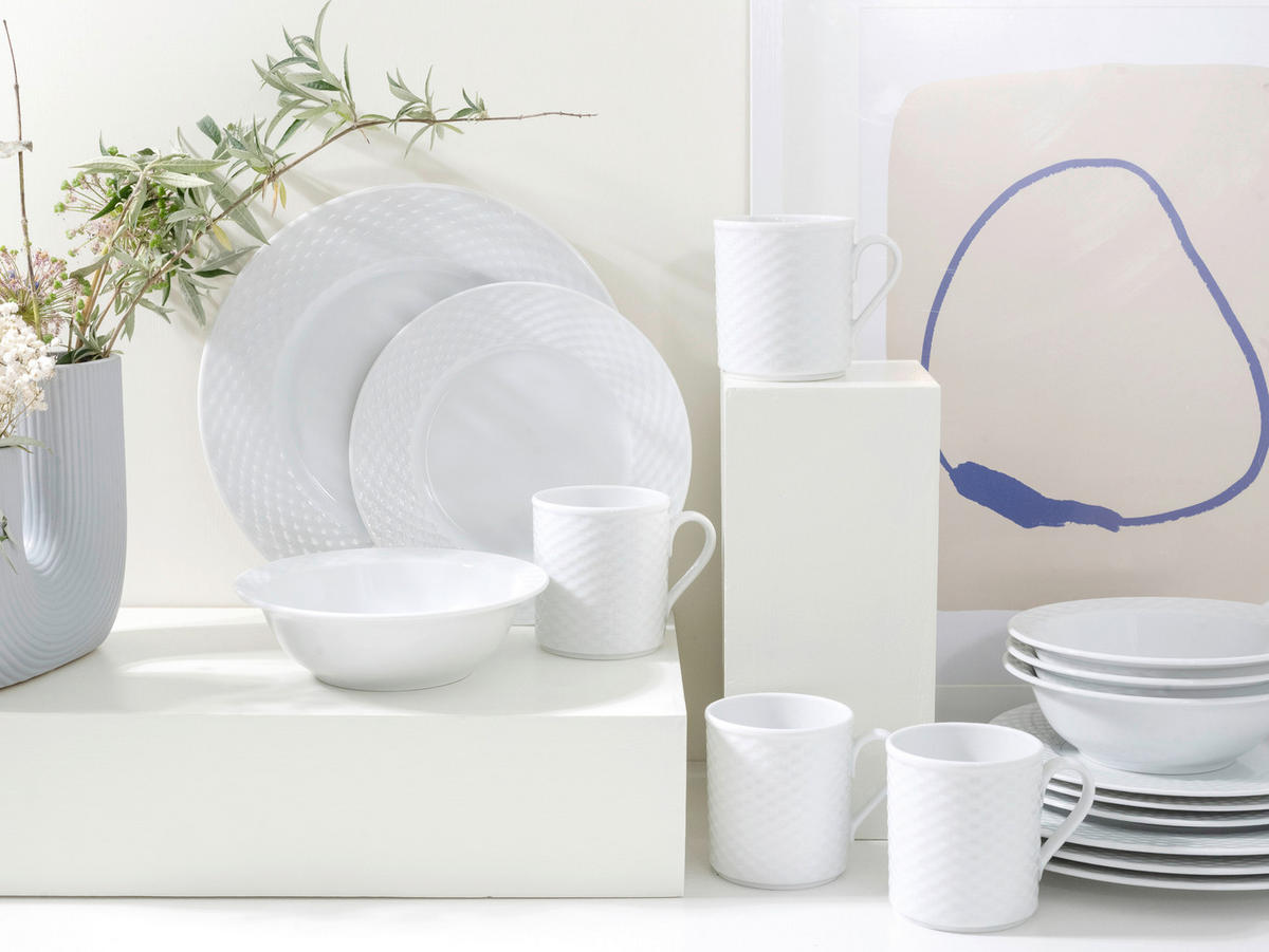 CreaTable Kombiservice Polo weiß Porzellan 16 tlg. Polo - weiß - CreaTable