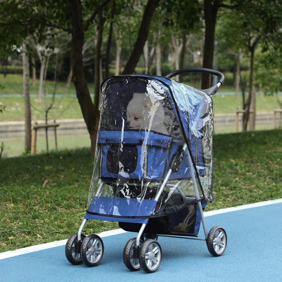 PawHut Hunde-Zubehör blau Edelstahl B/H/L: ca. 45x75x97 cm Hundebuggy - blau (97,00/45,00/75,00cm) - PawHut