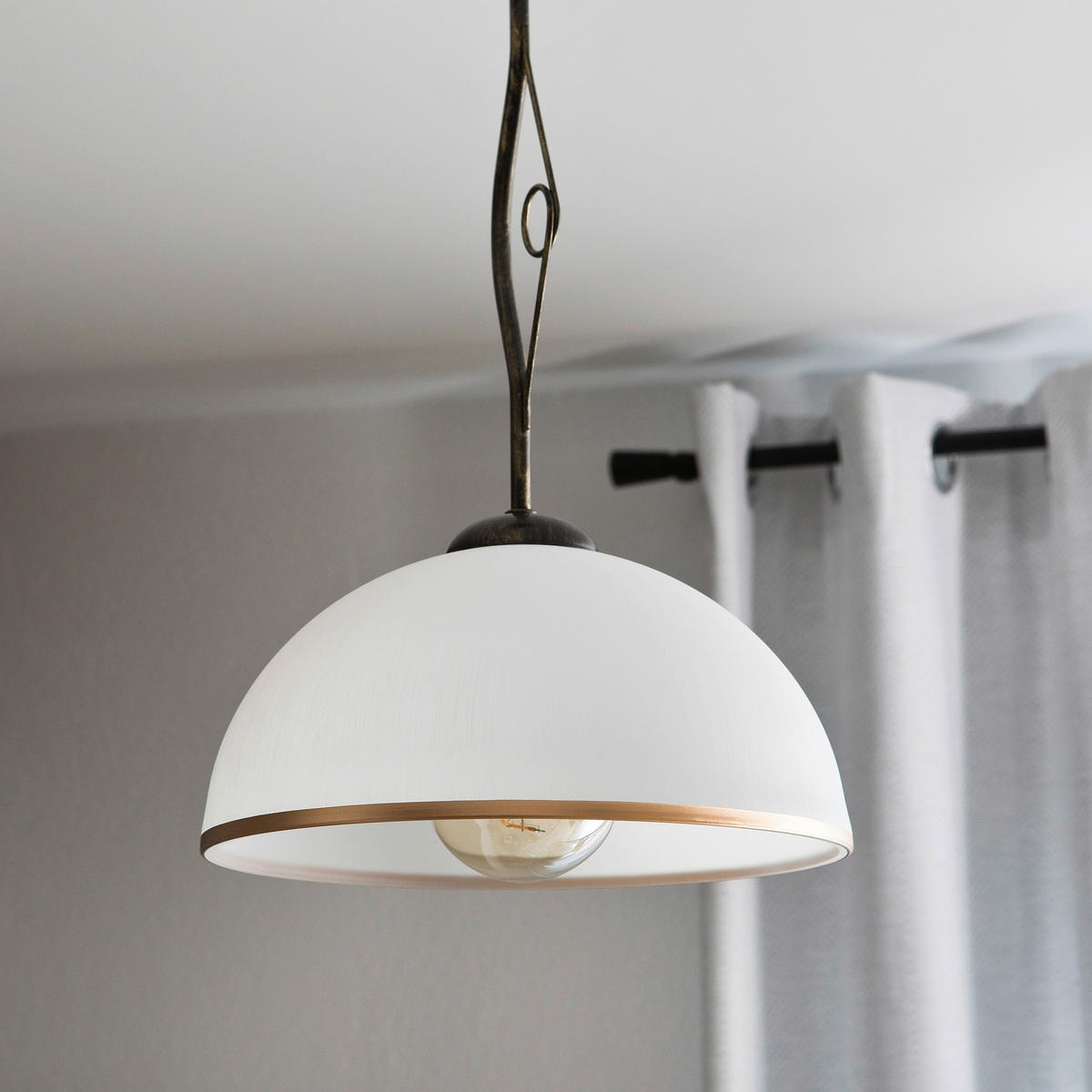 Lamkur Deckenleuchte schwarz Glas Stahl B/H/L: ca. 32,5x45x32,5 cm E27 1 Brennstellen RETRO - schwarz (32,50/32,50/45,00cm) - Lamkur