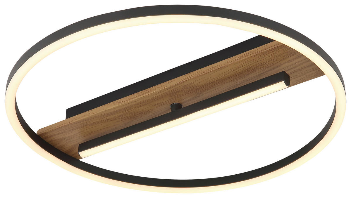 GLOBO LED-Deckenleuchte schwarz Opal braun Silikon Aluminium Metall H/D: ca. 5,5x40,5 cm PIKARA - braun/schwarz (40,50/5,50cm) - GLOBO