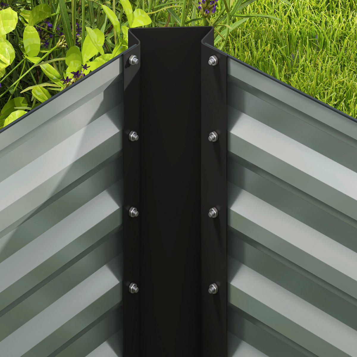 Outsunny Hochbeet 2er Set dunkelgrau Stahl B/H/L: ca. 60x60x120 cm Hochbeet 2er Set - dunkelgrau (120,00/60,00/60,00cm) - Outsunny