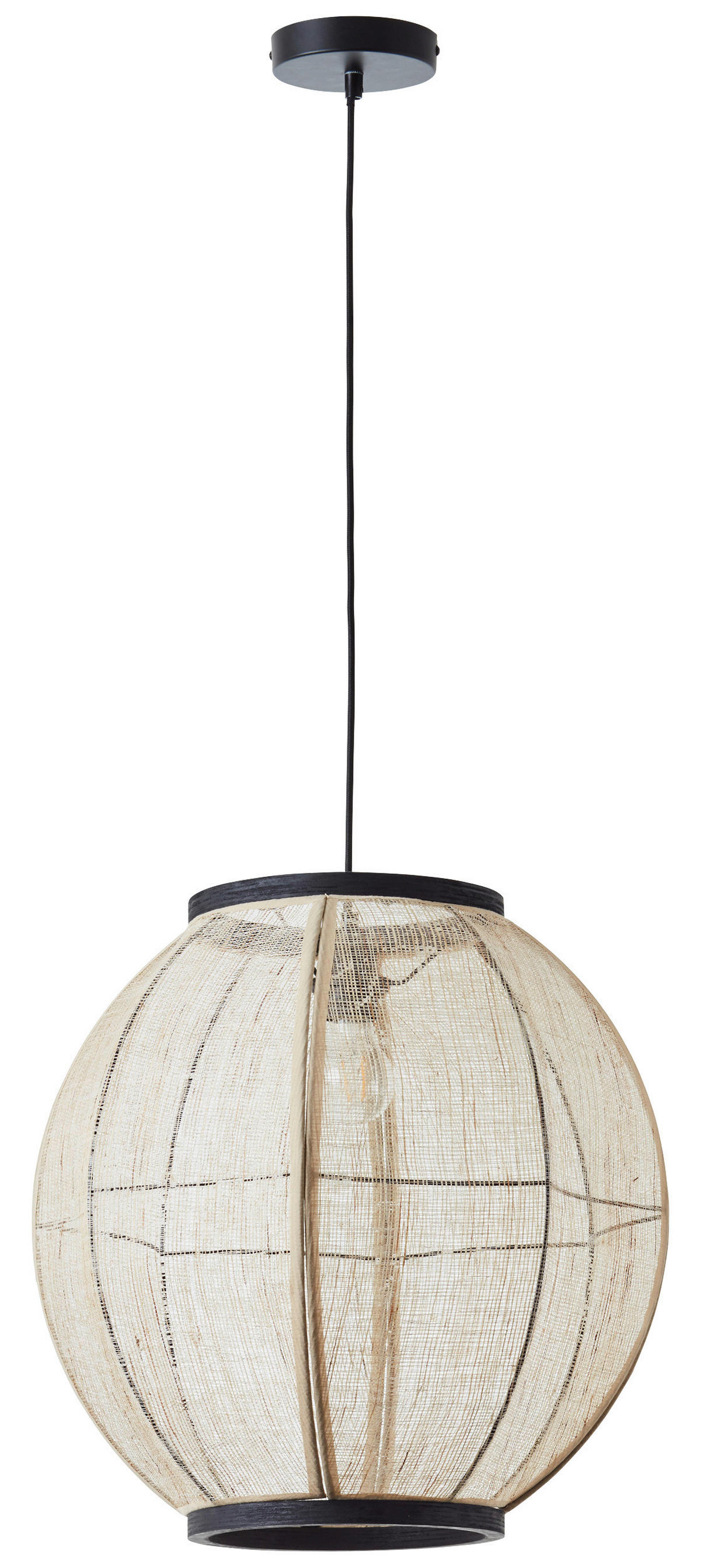 Brilliant Pendelleuchte Tanah 99484/76 schwarz natur Metall Textil H/D: ca. 165x47 cm E27 1 Brennstellen Tanah - natur/schwarz (47,00/165,00cm) - Brilliant
