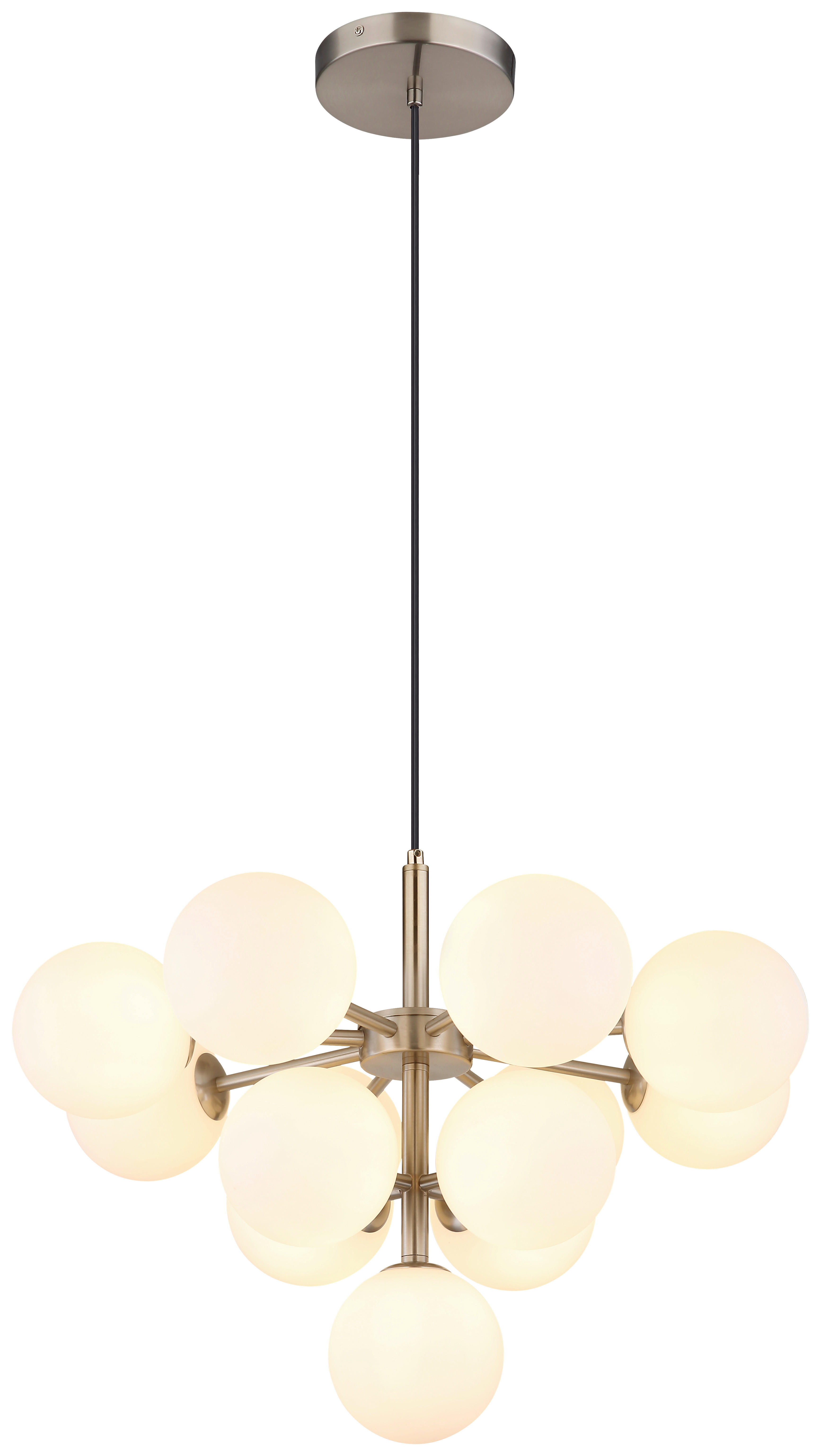 GLOBO Pendelleuchte Opal nickel matt Metall Glas H/D: ca. 120x56 cm G9 13 Brennstellen GRAPPY - nickel matt/Opal (56,00/120,00cm) - GLOBO