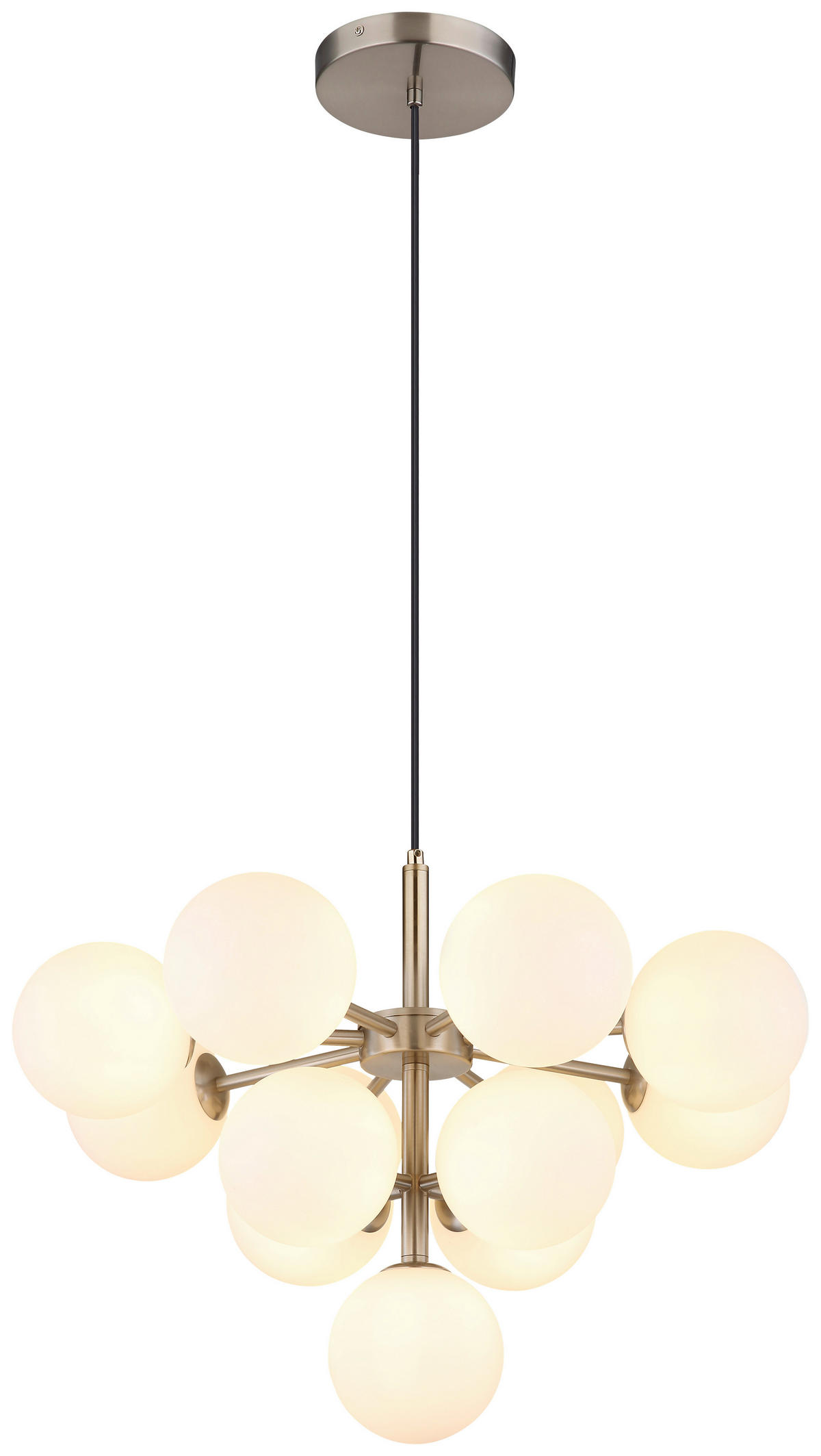 GLOBO Pendelleuchte Opal nickel matt Metall Glas H/D: ca. 120x56 cm G9 13 Brennstellen GRAPPY - nickel matt/Opal (56,00/120,00cm) - GLOBO