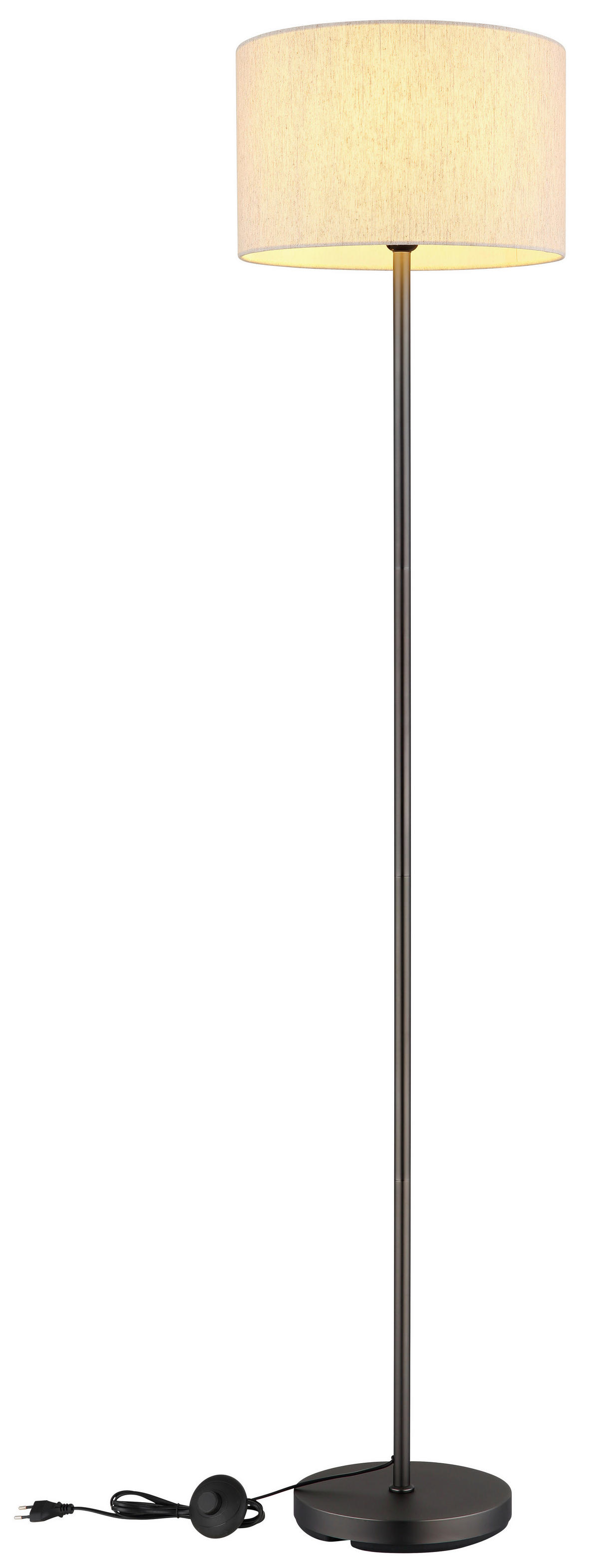 GLOBO Stehleuchte creme schwarz Metall Leinen H/D: ca. 160x35 cm E27 1 Brennstellen THEA - creme/schwarz (35,00/160,00cm) - GLOBO