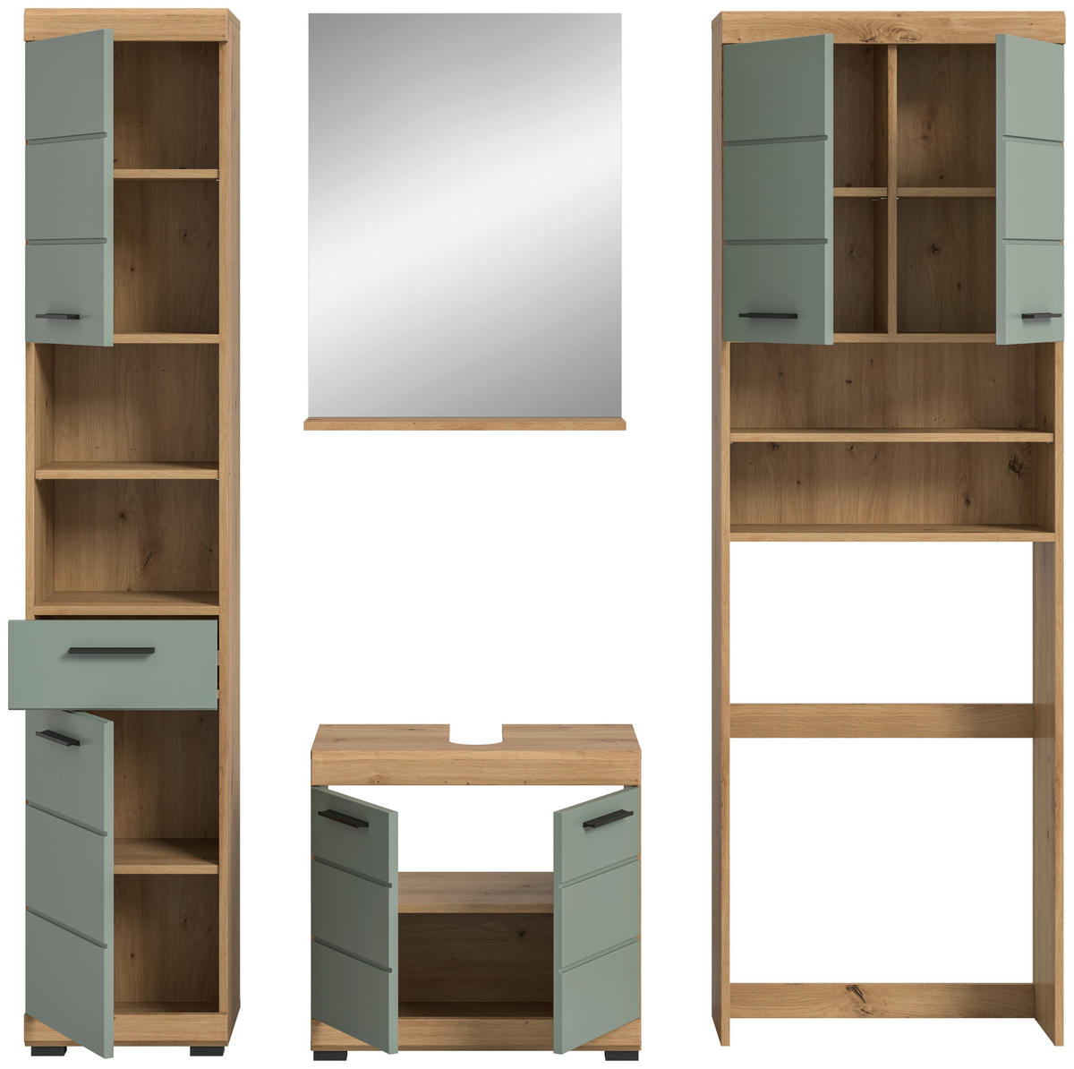 Badezimmer-Set Scout Eiche Artisan Nachbildung salbei Nachbildung B/H/T: ca. 190x191x34 cm Scout - Eiche/salbei (190,00/191,00/34,00cm) - xonox.home