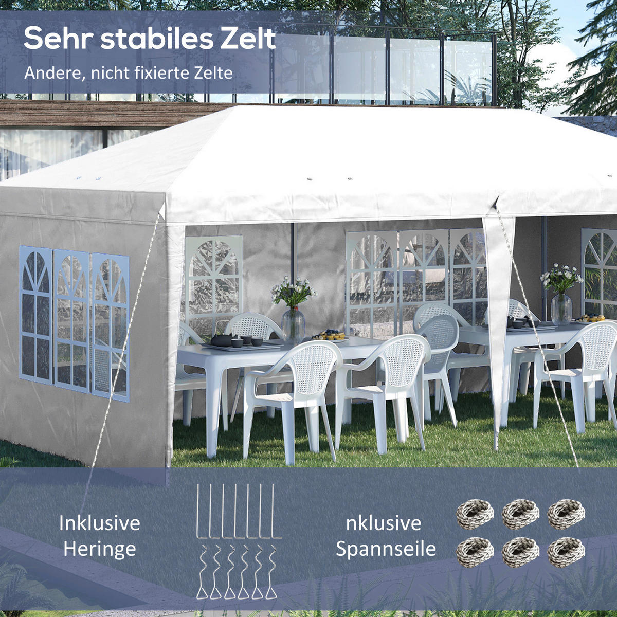 Outsunny Faltpavillon weiß Polyester-Mischgewebe B/H/L: ca. 295x270x585 cm Faltpavillon - weiß (585,00/295,00/270,00cm) - Outsunny