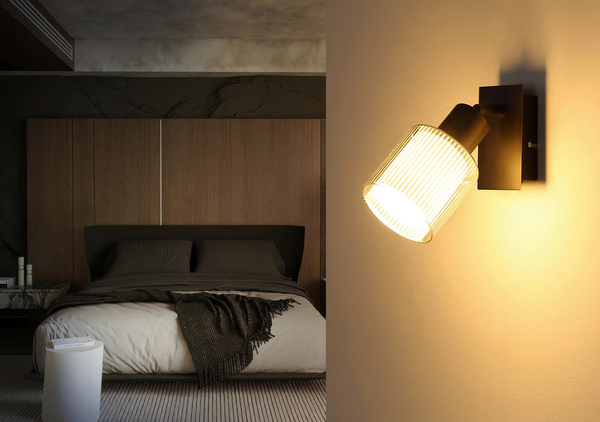 GLOBO Strahler schwarz Chrom Glas Metall B/H/L: ca. 10x14x13 cm E14 1 Brennstellen Strahler-Villegas - schwarz/Chrom (13,00/10,00/14,00cm) - GLOBO