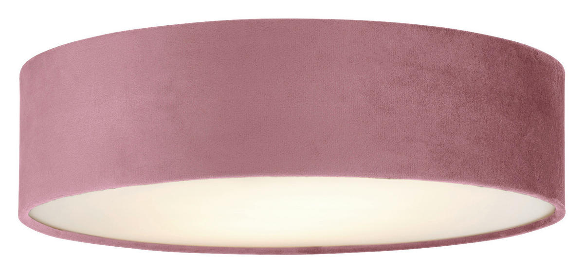 Searchlight Deckenleuchte pink Stahl Samt B/H/L/D: ca. 38x10x38x38 cm E27 2 Brennstellen Drum - pink (38,00/38,00/10,00cm) - Searchlight