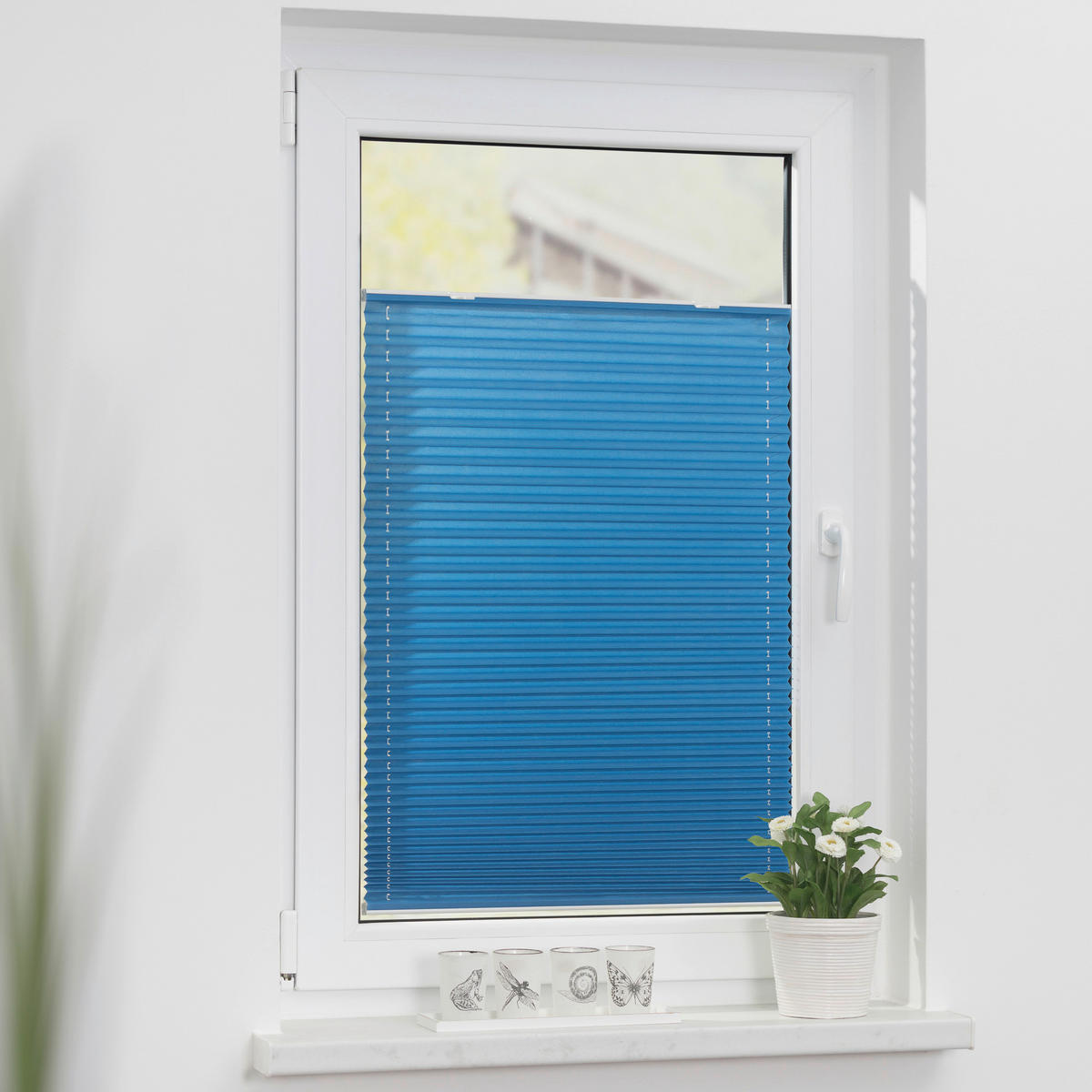 Spannplissee blau B/L: ca. 55x130 cm Plissee_Haftfix - blau (55,00/130,00cm) - LICHTBLICK
