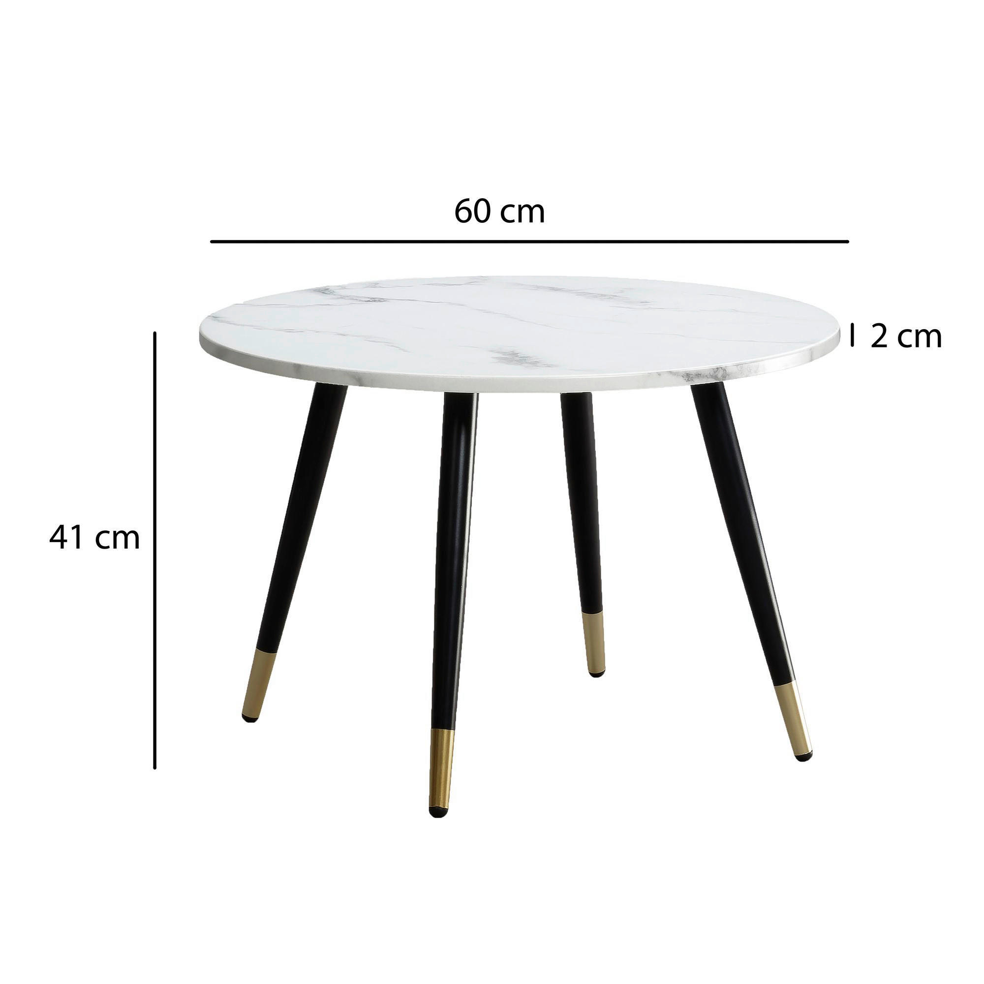 Couchtisch weiß Marmor Optik B/H/T: ca. 60x41x60 cm Couchtisch - weiß (60,00/41,00/60,00cm) - Wohnling