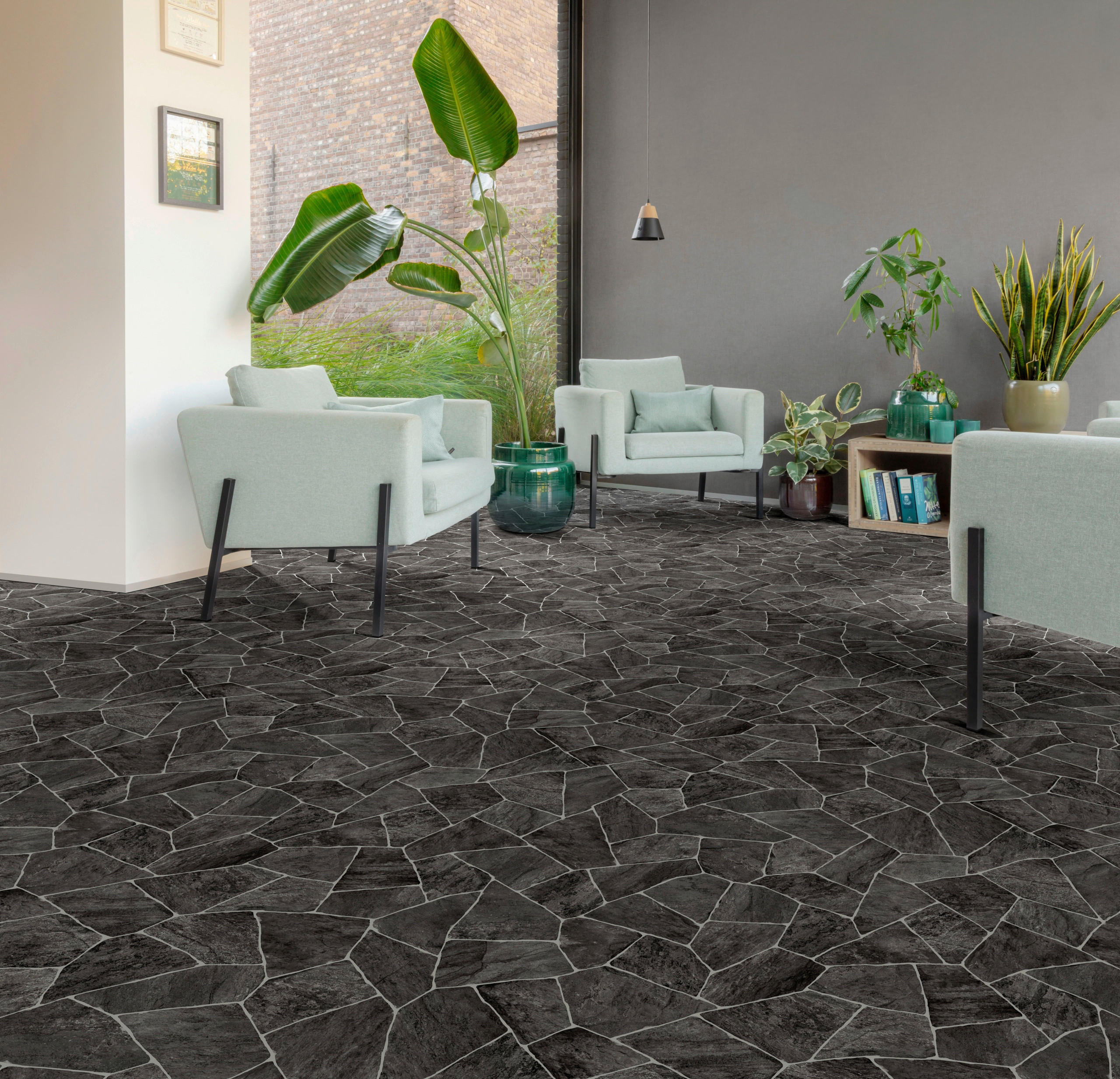 Vinylboden pro m² Pebble Bruchstein anthrazit B/L: ca. 200x300 cm