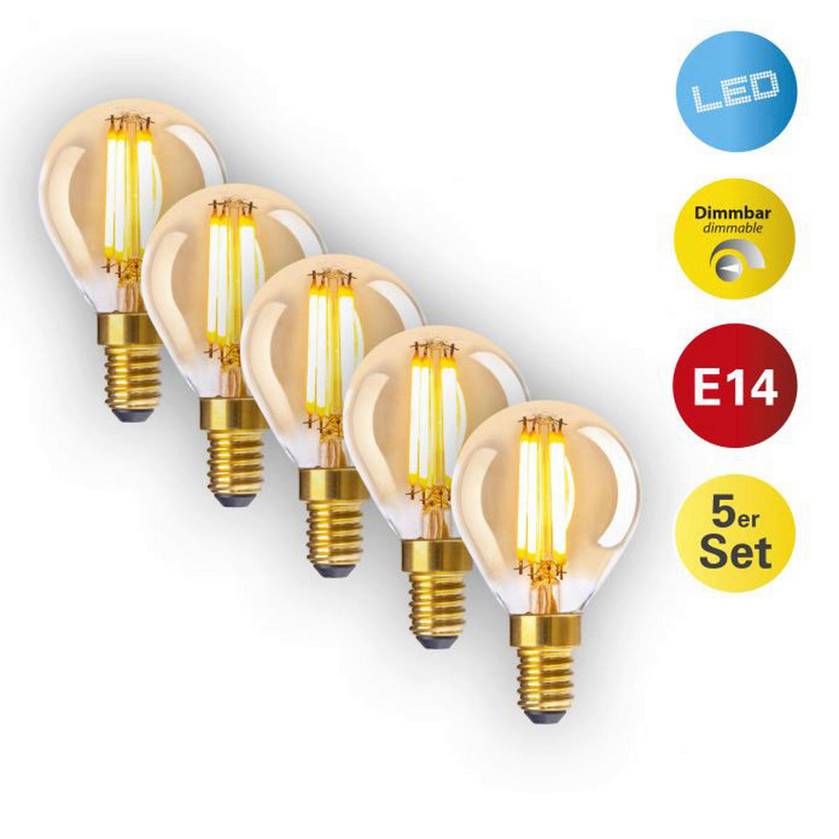Näve Leuchten LED-Tropfenlampe NV4129805 5er Pack E14 LED-Tropfenlampe 5er-Set - (4,50/7,80cm) - Näve Leuchten
