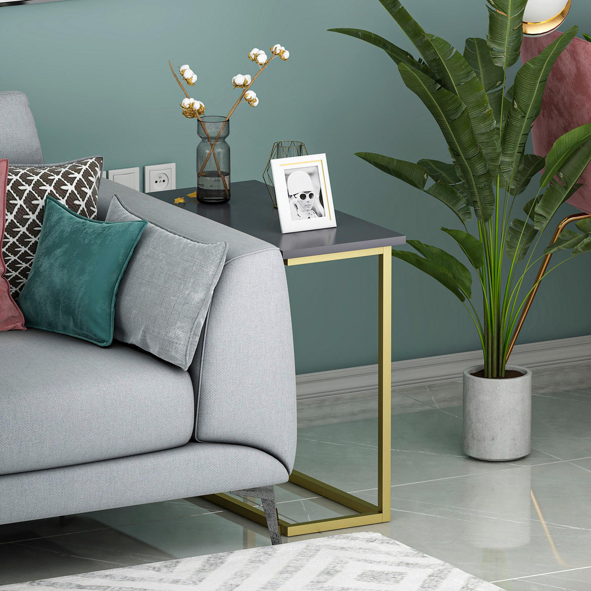 Beistelltisch Narin anthrazit gold Optik Metall B/H/T: ca. 64x62x30 cm Narin - gold/anthrazit (64,00/62,00/30,00cm) - moebel17