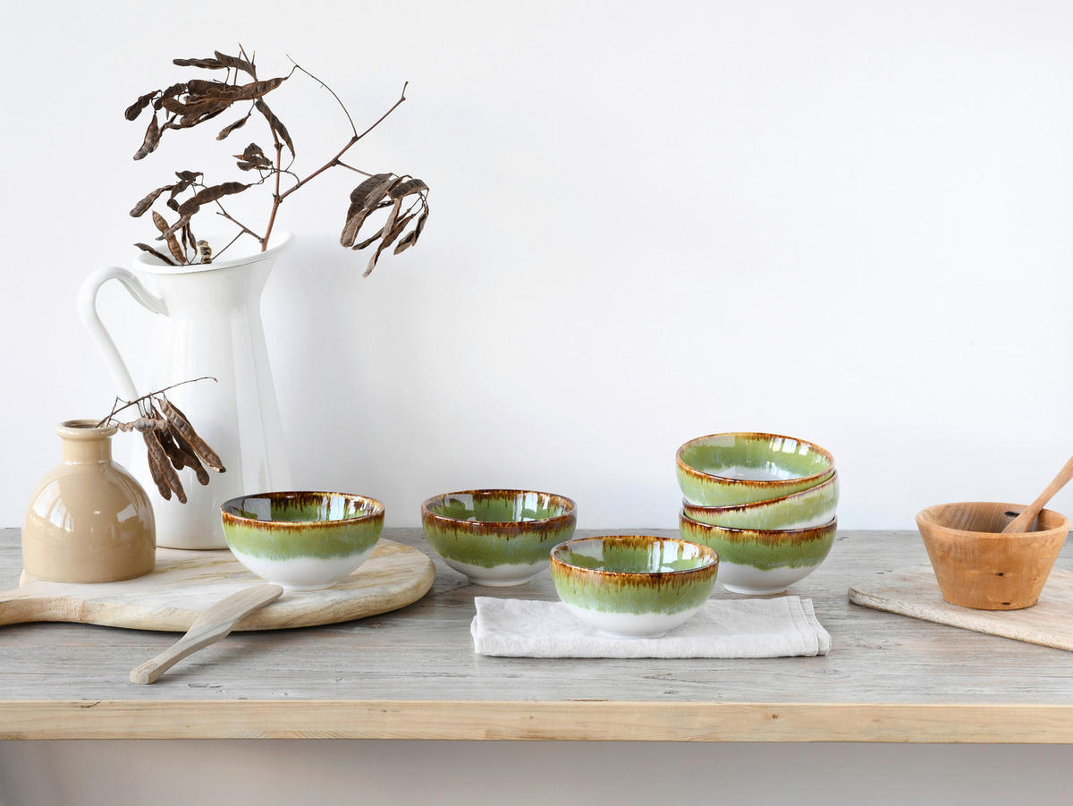 CreaTable Dipschalen-Set Cascade grün Steinzeug Cascade - grün - CreaTable