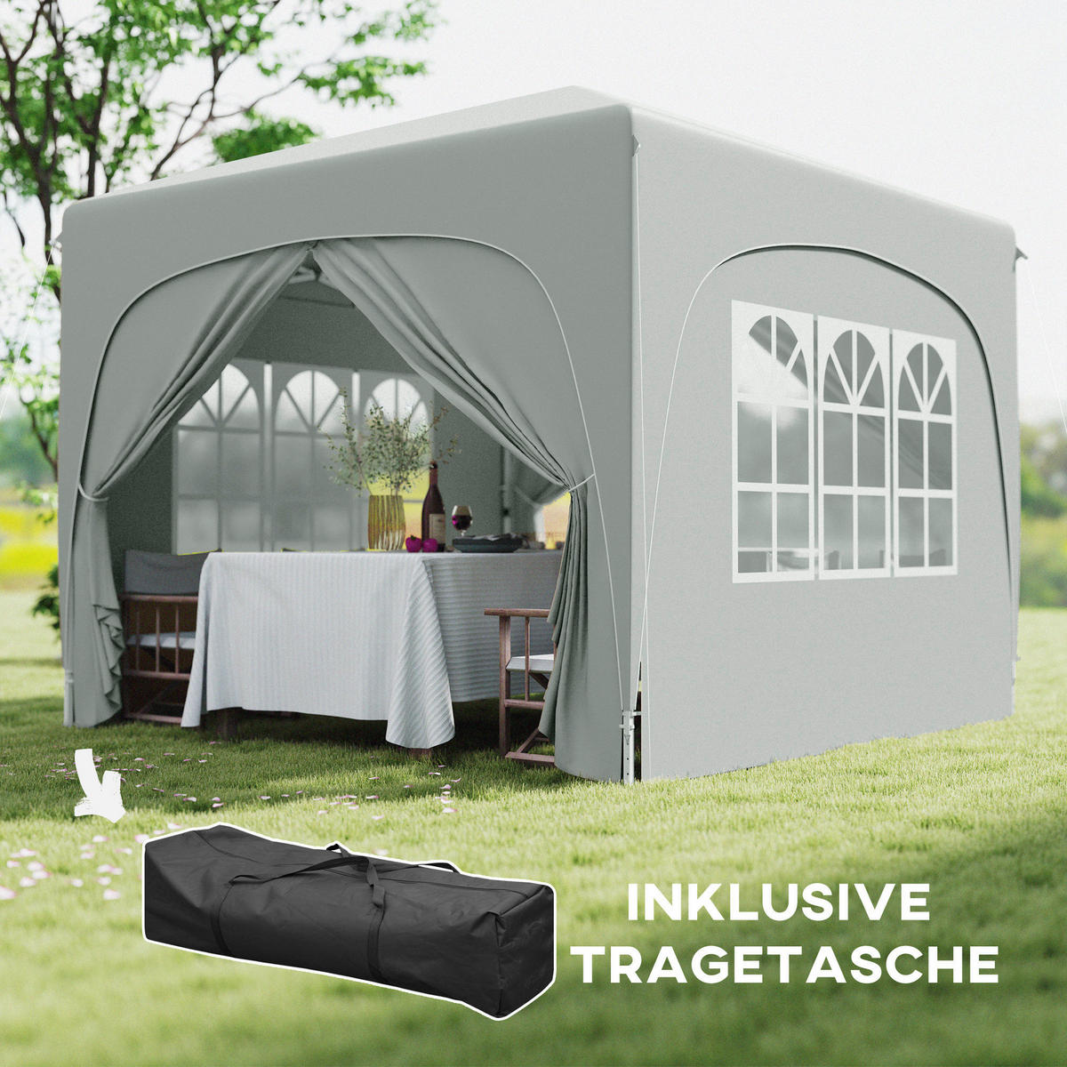 Outsunny Pavillon hellgrau Metall B/H/L: ca. 300x273x300 cm Pavillon - hellgrau (300,00/300,00/273,00cm) - Outsunny