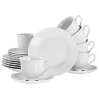 CreaTable Kaffeeservice Rokoko weiß Porzellan 18 tlg. Rokoko - weiß - CreaTable