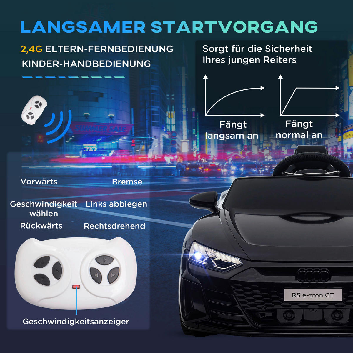 HOMCOM Kinder-Elektroauto schwarz B/H/L: ca. 58x41x103 cm Kinder Elektroauto - schwarz (103,00/58,00/41,00cm) - HOMCOM