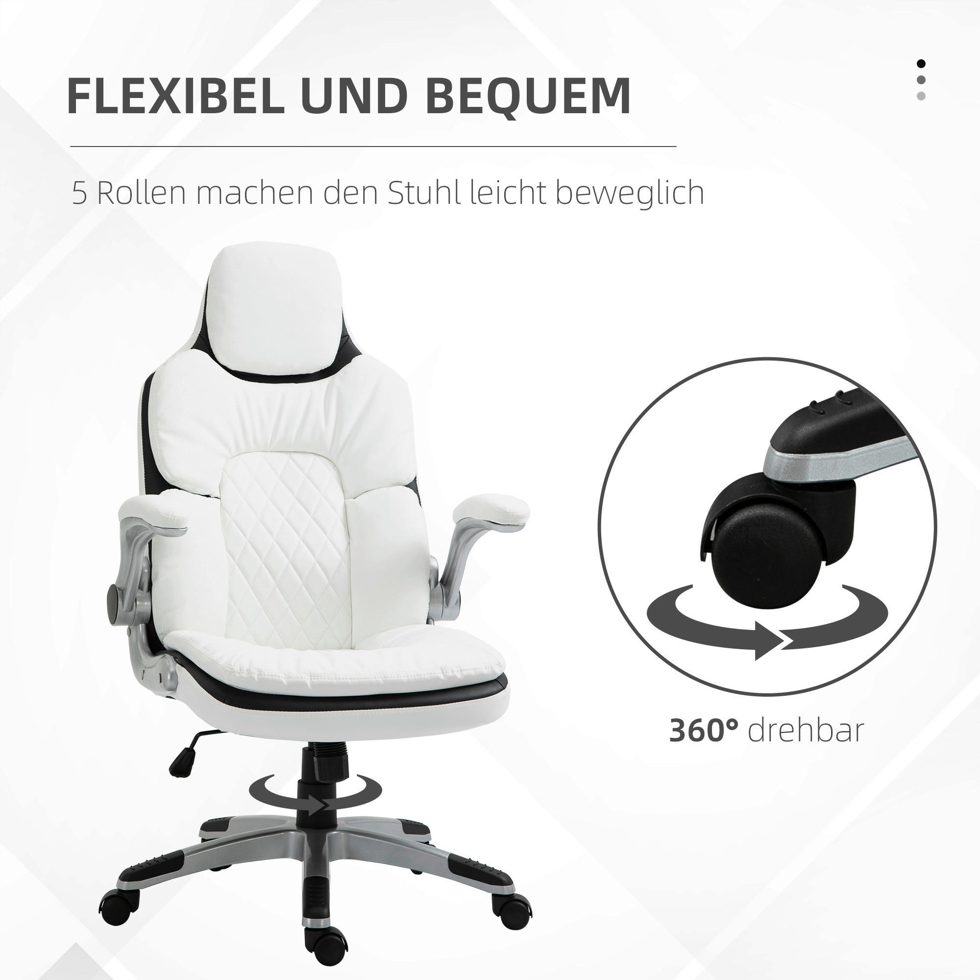Drehstuhl 921-295 weiß 921-295 - weiß (69,00/121,00/67,00cm) - Vinsetto