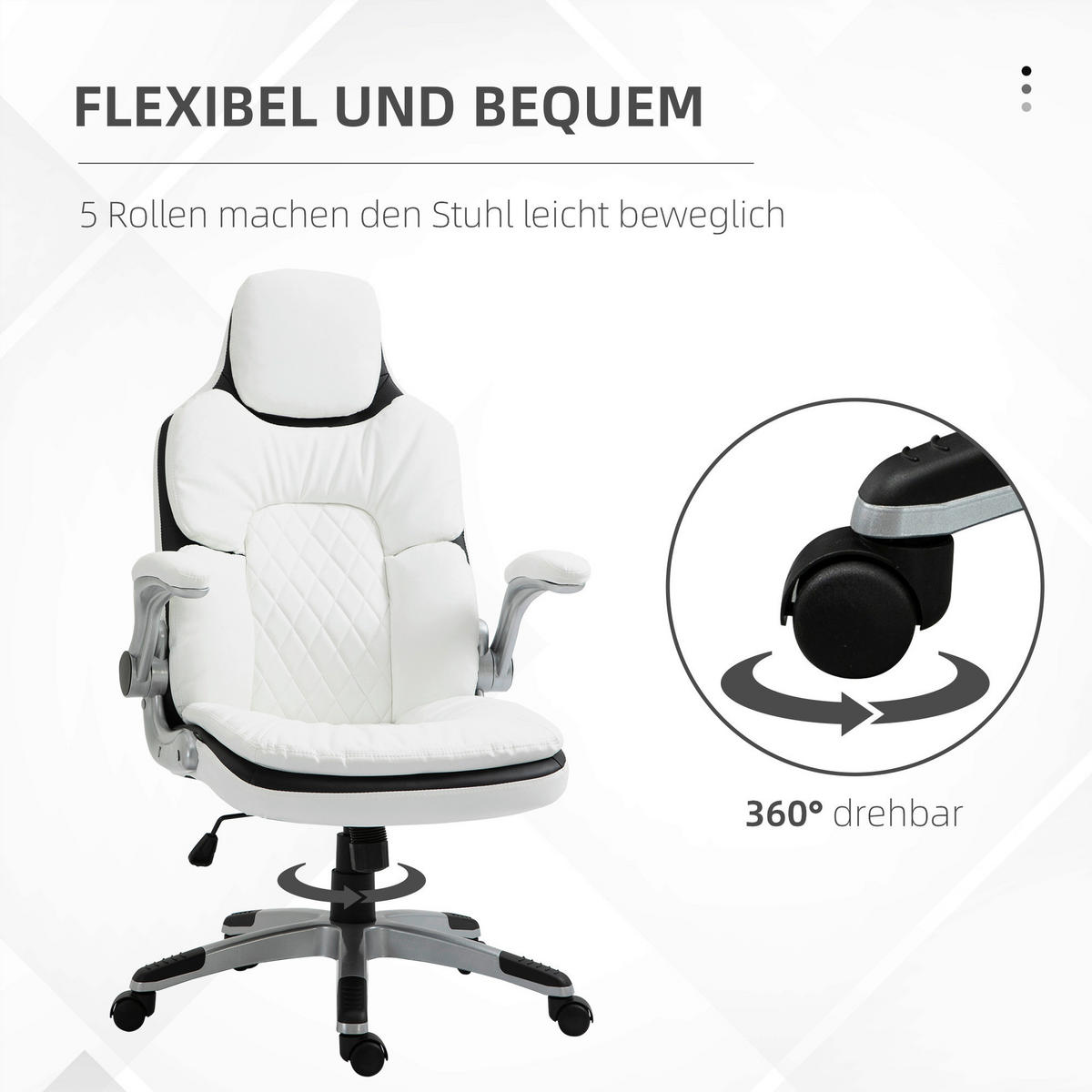 Drehstuhl 921-295 weiß 921-295 - weiß (69,00/121,00/67,00cm) - Vinsetto