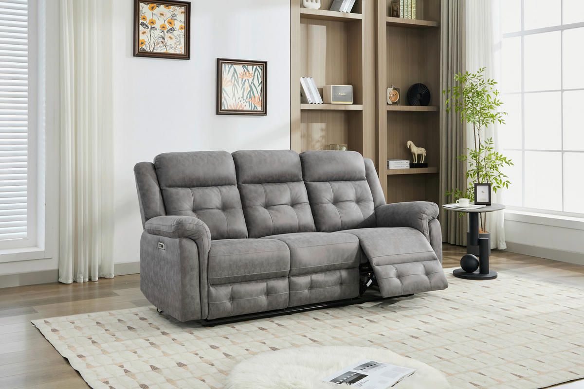 Sofa Philip grau Microfaser B/H/T: ca. 208x103x95 cm Philip - schwarz/grau (208,00/103,00/95,00cm)