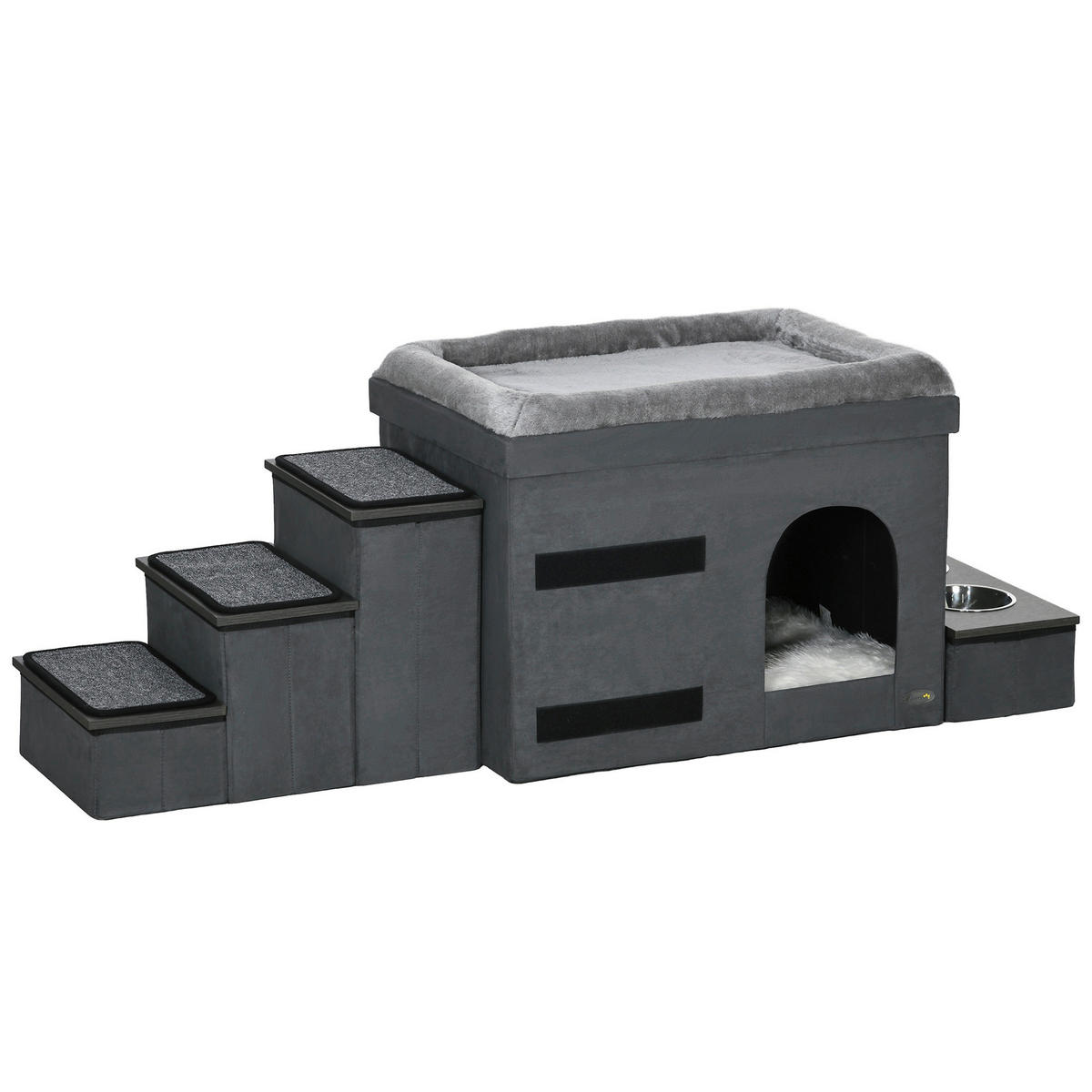 PawHut Katzen-Zubehör grau Edelstahl B/H/L: ca. 50x70x51,5 cm Katzenhütte - grau (51,50/50,00/70,00cm) - PawHut