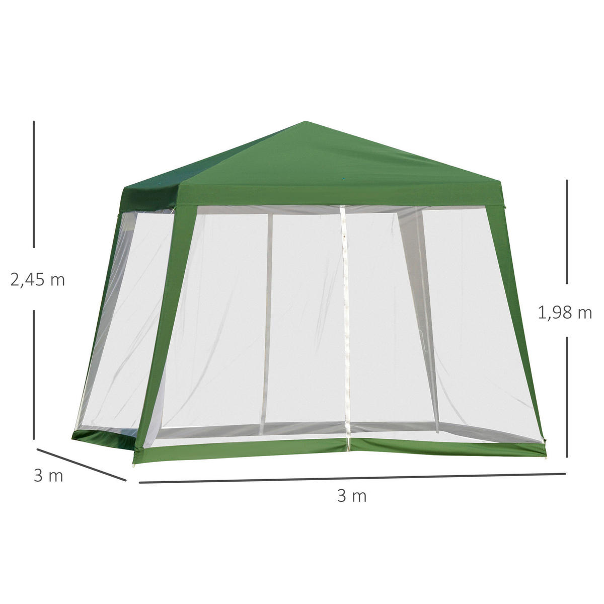 Outsunny Pavillon grün Polyester B/H/L: ca. 300x245x300 cm Pavillon - grün (300,00/300,00/245,00cm) - Outsunny
