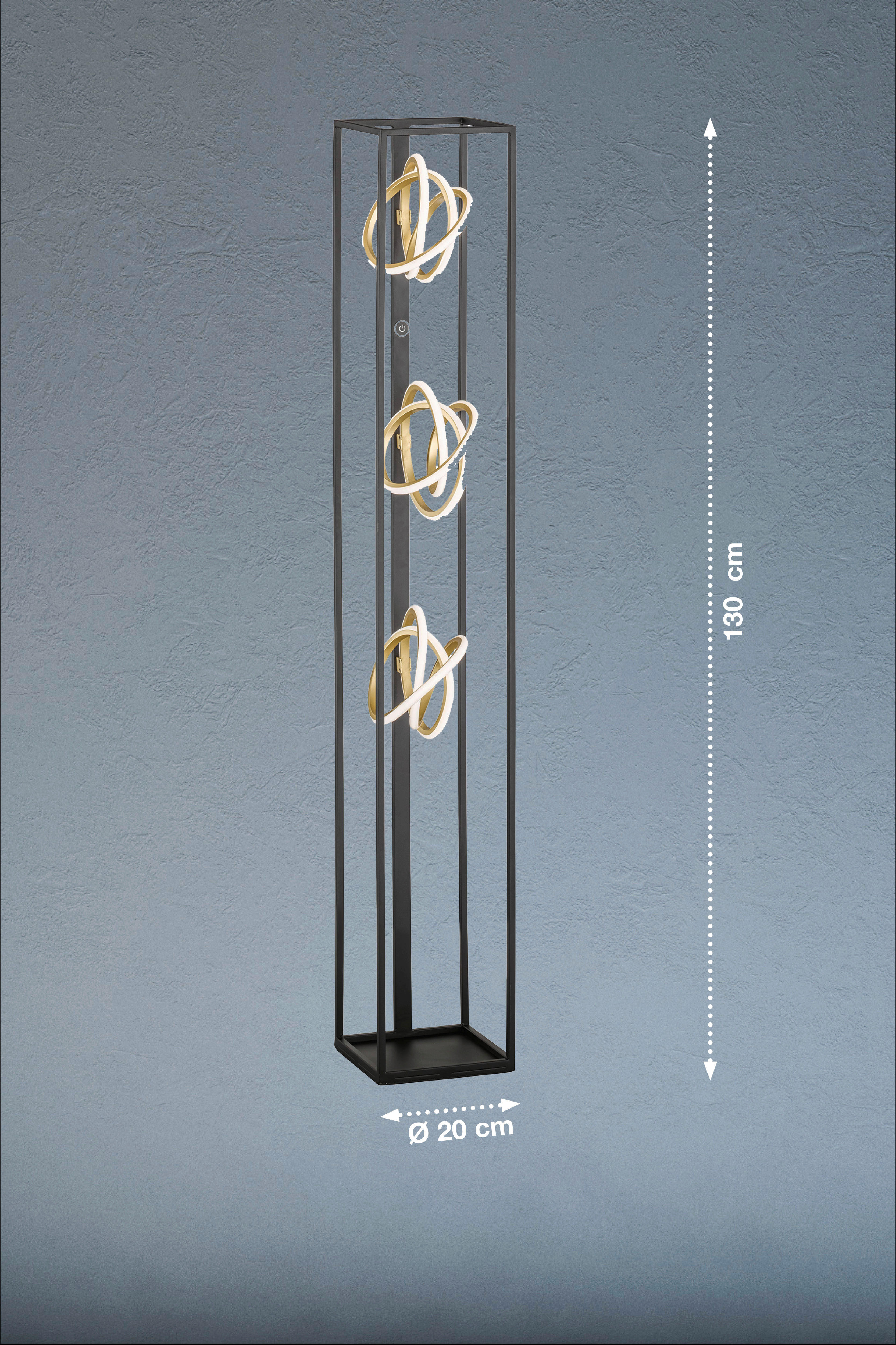 Fischer & Honsel LED-Stehleuchte 40286 weiß gold schwarz Silikon Metall B/H/T: ca. 20x130x20 cm 3 Brennstellen Gisi - gold/weiß (20,00/130,00/20,00cm) - Fischer & Honsel