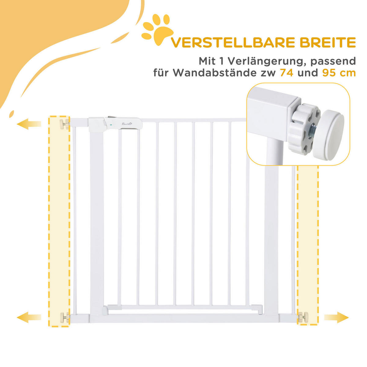 PawHut Schutzgitter weiß Edelstahl B/H/L: ca. 5x96x76 cm Türschutzgitter - weiß (76,00/5,00/96,00cm) - PawHut
