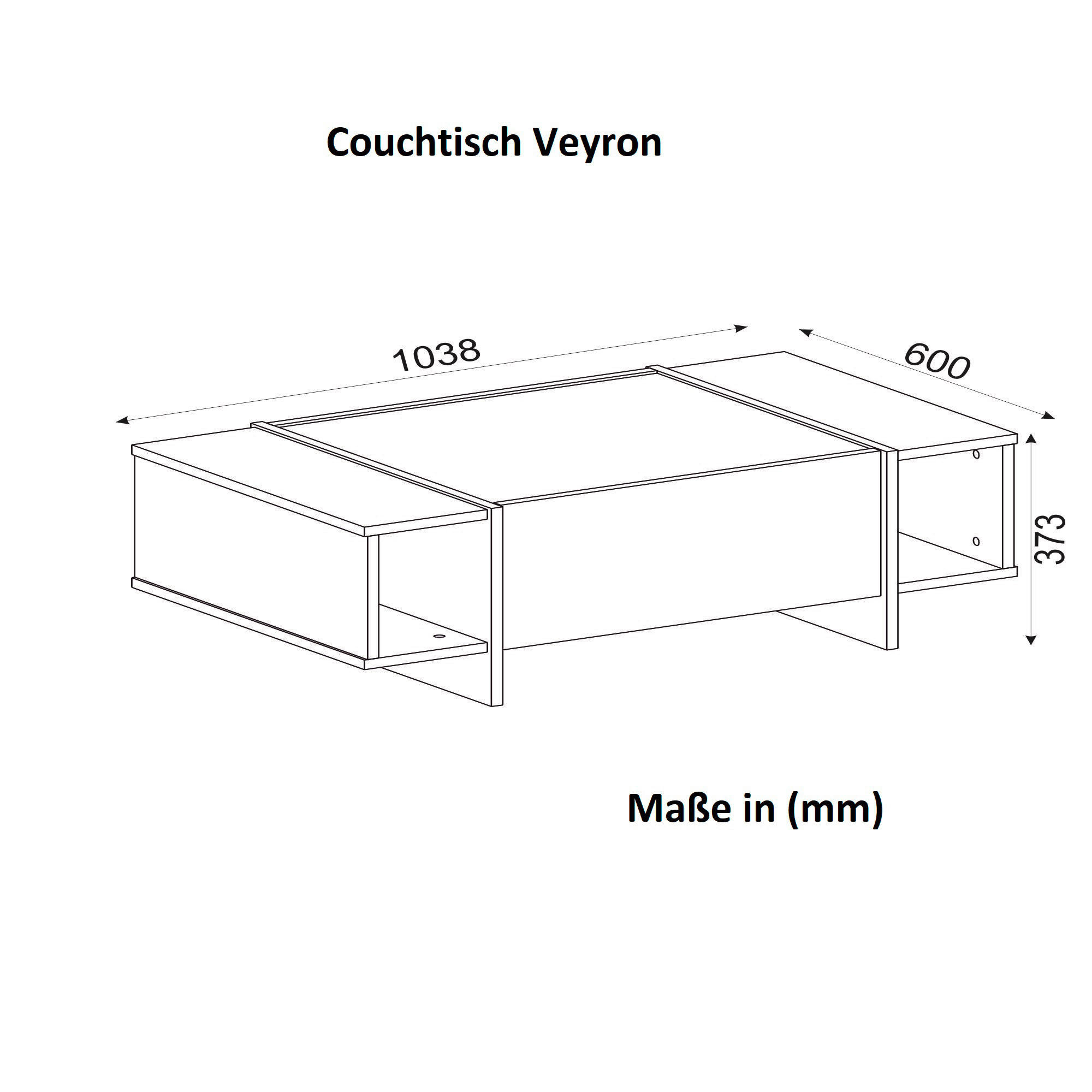 Couchtisch Rebab Rebab braun dunkelgrau Marmor Optik B/H/T: ca. 103,8x37,3x60 cm Rebab - dunkelgrau/Rebab braun (103,80/37,30/60,00cm) - moebel17