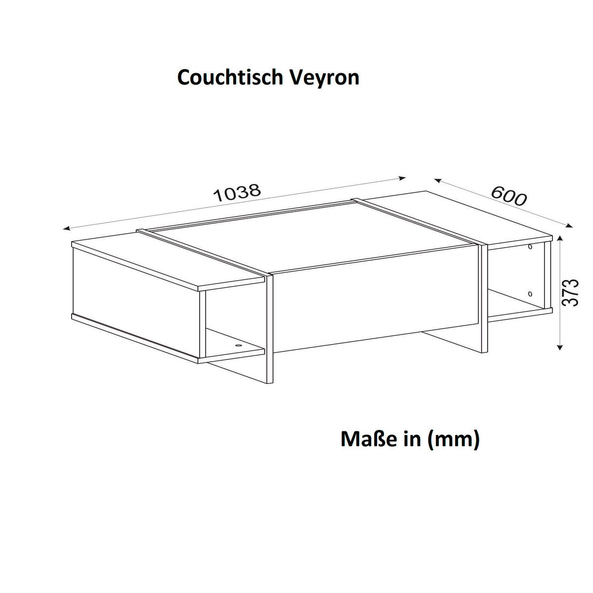 Couchtisch Rebab Rebab braun dunkelgrau Marmor Optik B/H/T: ca. 103,8x37,3x60 cm Rebab - dunkelgrau/Rebab braun (103,80/37,30/60,00cm) - moebel17