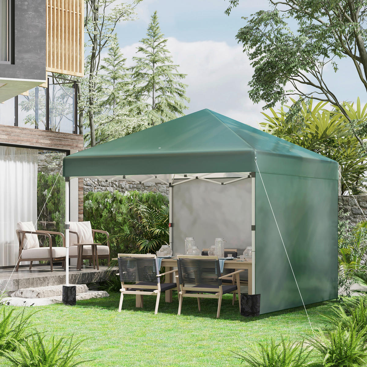 Outsunny Pavillon grün Polyester B/H/L: ca. 297x288x297 cm Pavillon - grün (297,00/297,00/288,00cm) - Outsunny