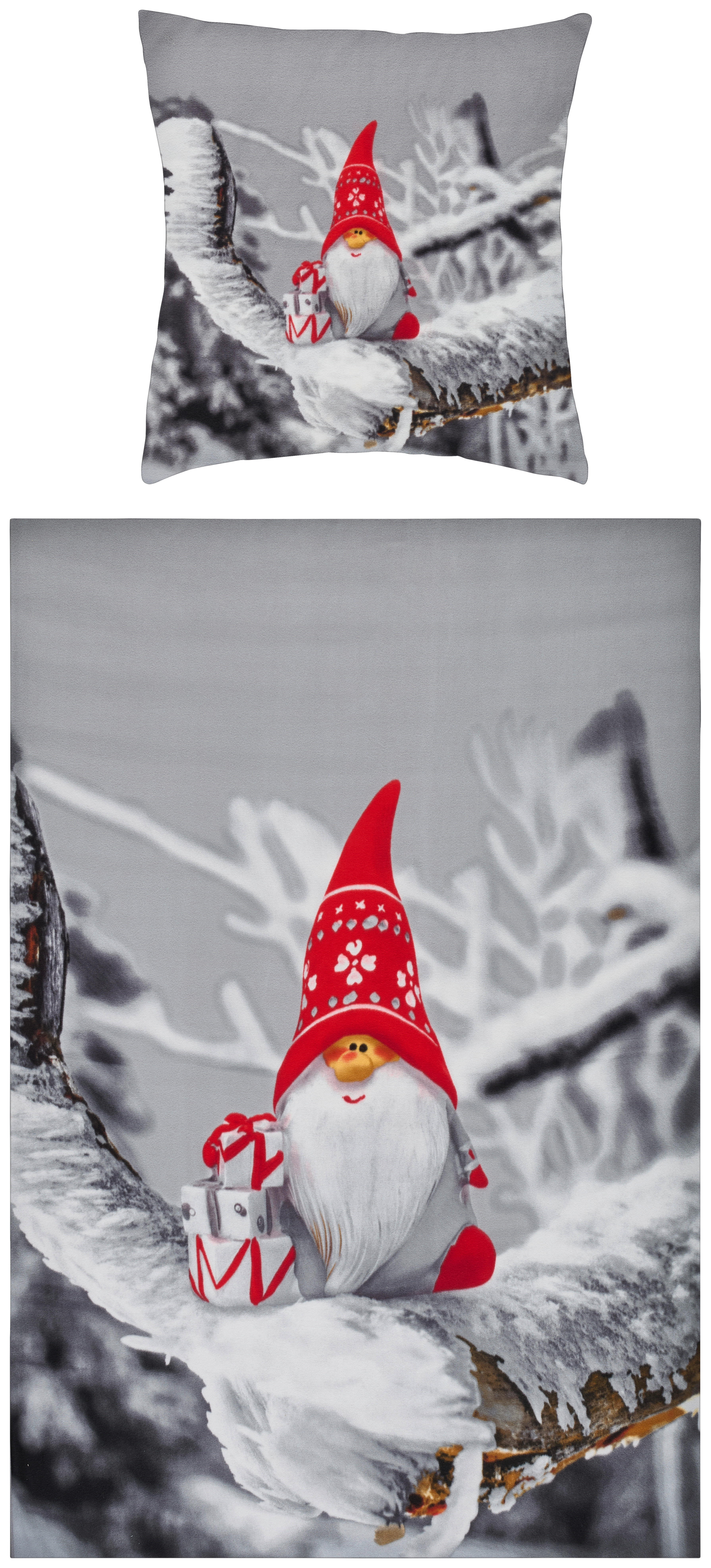 Fleece Bettwäsche Fleece Wendebettwäsche_Fleece Wichtel grau - grau (135,00/200,00cm)