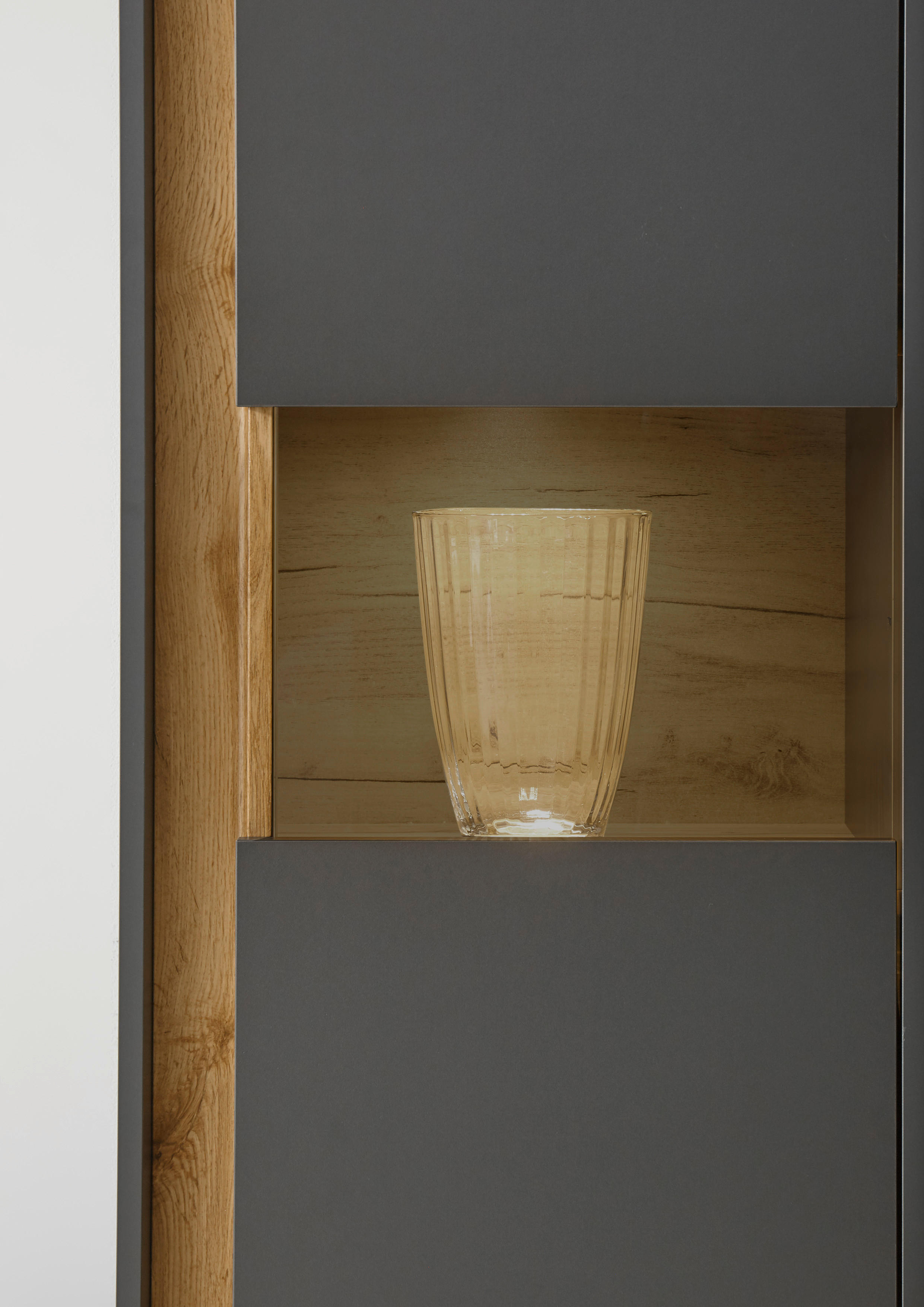 Standvitrine City Eiche Wotan Nachbildung anthrazit B/H/T: ca. 50x155x40 cm City - Eiche/anthrazit (50,00/155,00/40,00cm)