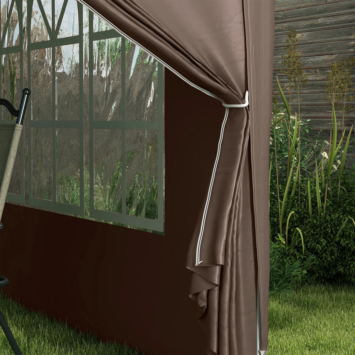Outsunny Pavillon kaffee Polyester B/H/L: ca. 295x258x295 cm Pavillon - kaffee (295,00/295,00/258,00cm) - Outsunny