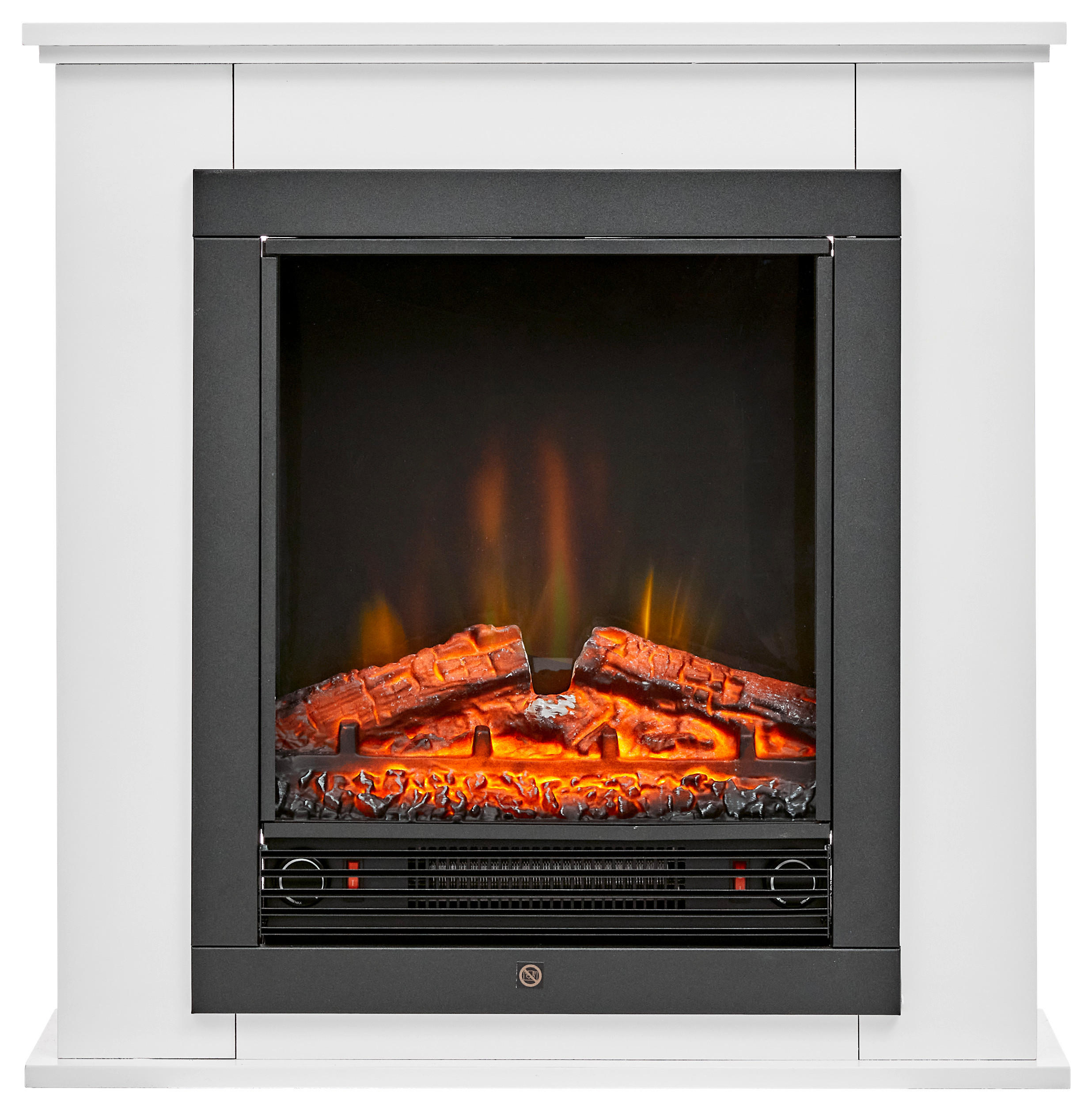 CLASSIC FIRE Elektrischer-Kamin 871125200410 weiß schwarz Glas Metall B/H/T: ca. 70x71x22 cm ca. 1800 W Lugano - weiß/schwarz (70,00/71,00/22,00cm) - CLASSIC FIRE