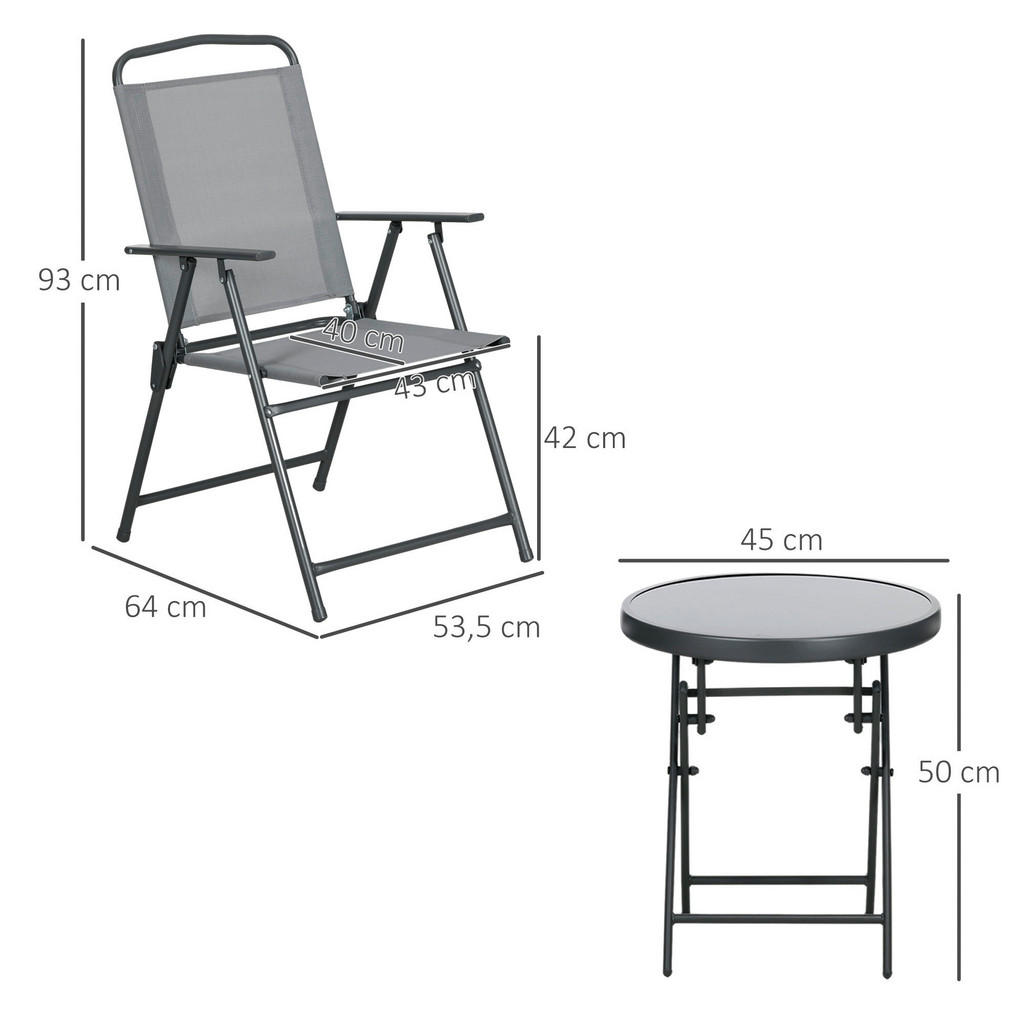 Thumbnail - Outsunny Bistro-Set hellgrau Mesh B/H/L: ca. 64x93x53,5 cm