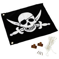 AXI Piratenfahne mit Hisssystem schwarz H/L: ca. 55x45 cm Piratenfahne mit Hisssystem - weiß/schwarz (45,00cm) - AXI