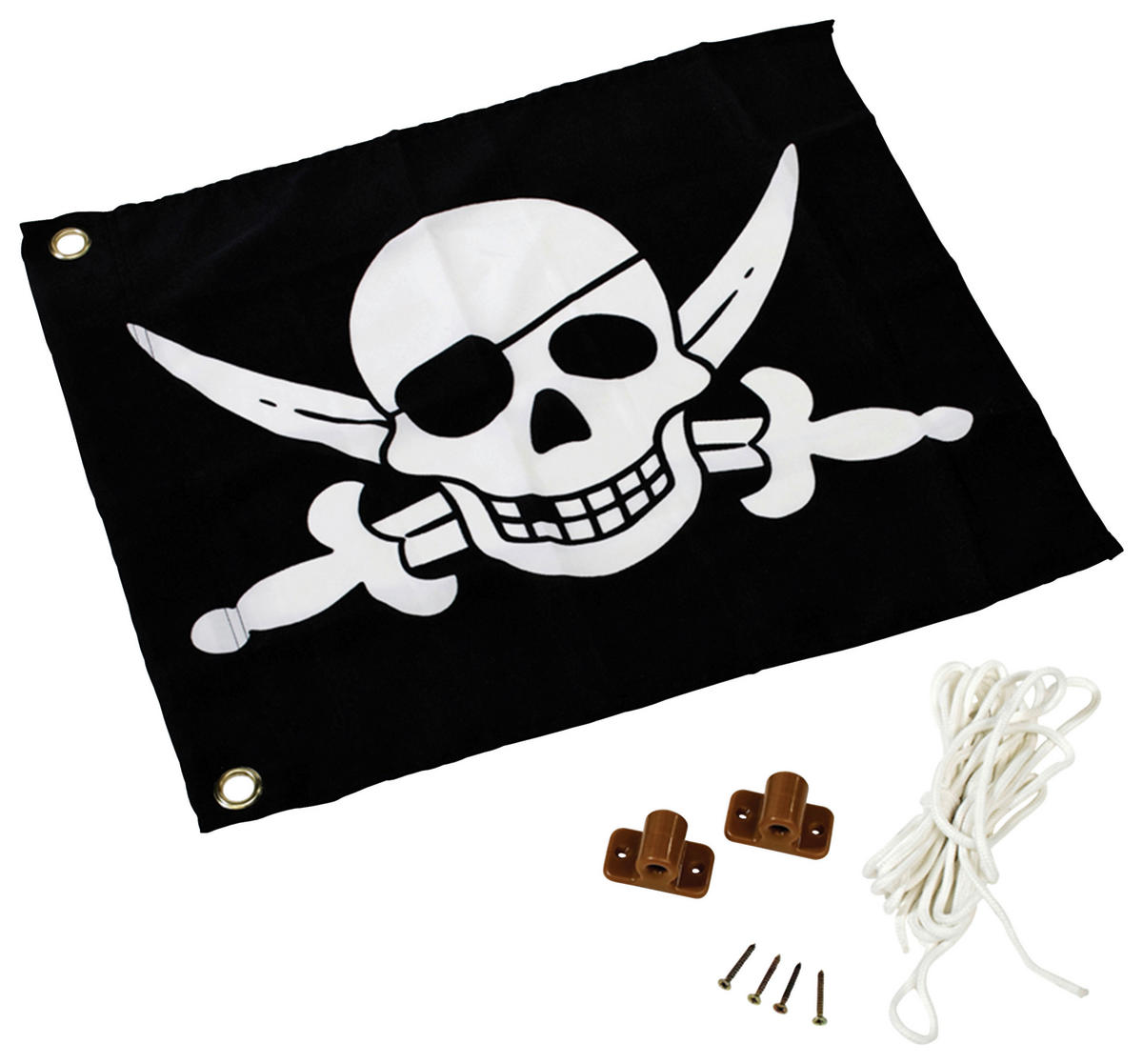 AXI Piratenfahne mit Hisssystem schwarz H/L: ca. 55x45 cm Piratenfahne mit Hisssystem - weiß/schwarz (45,00cm) - AXI